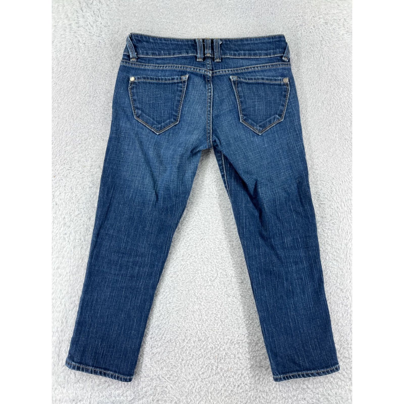 Vintage Arden B Pants 2 Blue Denim Jeans Crop Crapi Cotton Blend Stretch Low Rise Size 26" / US 2 / IT 38 - 2 Thumbnail