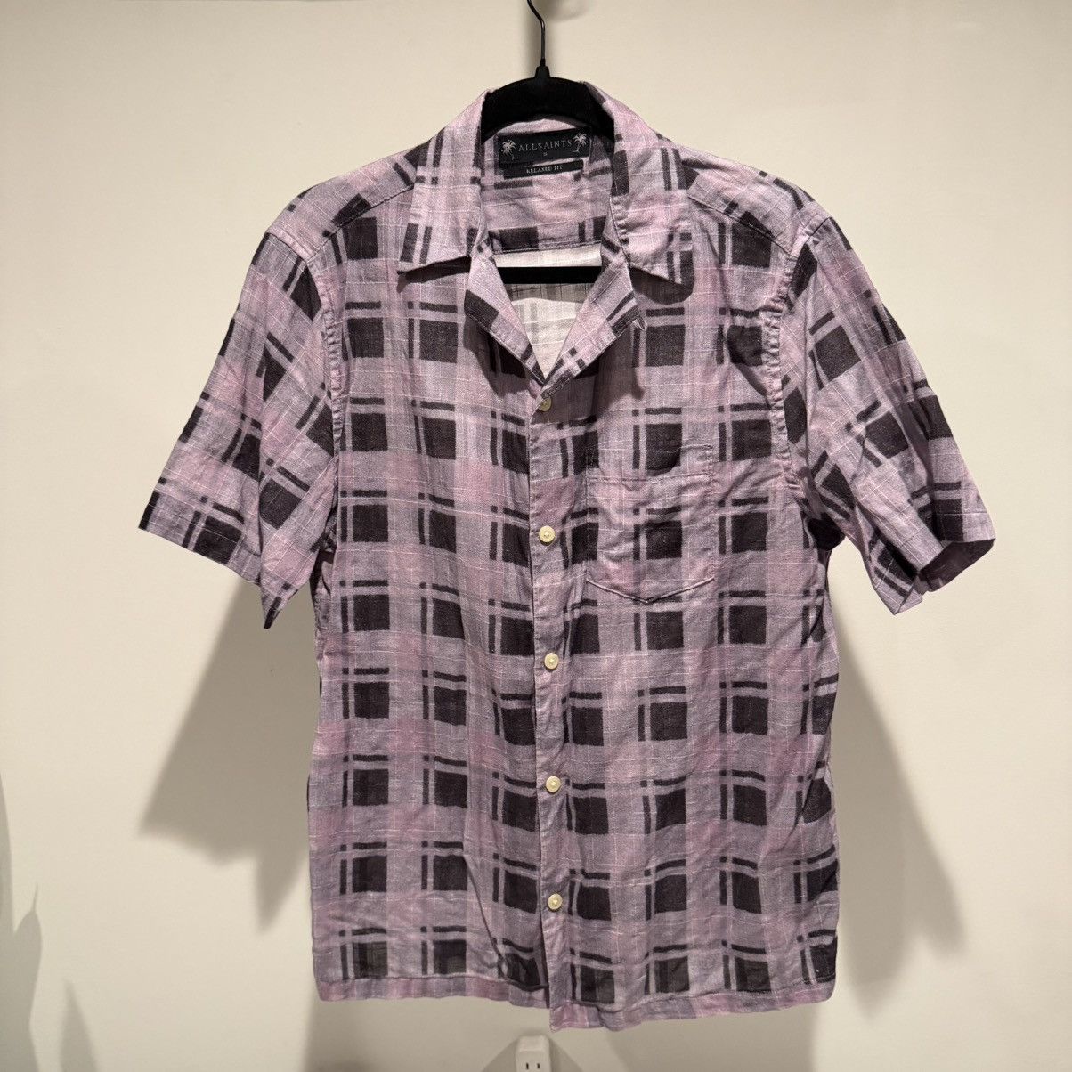 Allsaints AllSaints Relaxed Fit Button-Up – Purple/Black Plaid Shirt Size US S / EU 44-46 / 1 - 1 Thumbnail