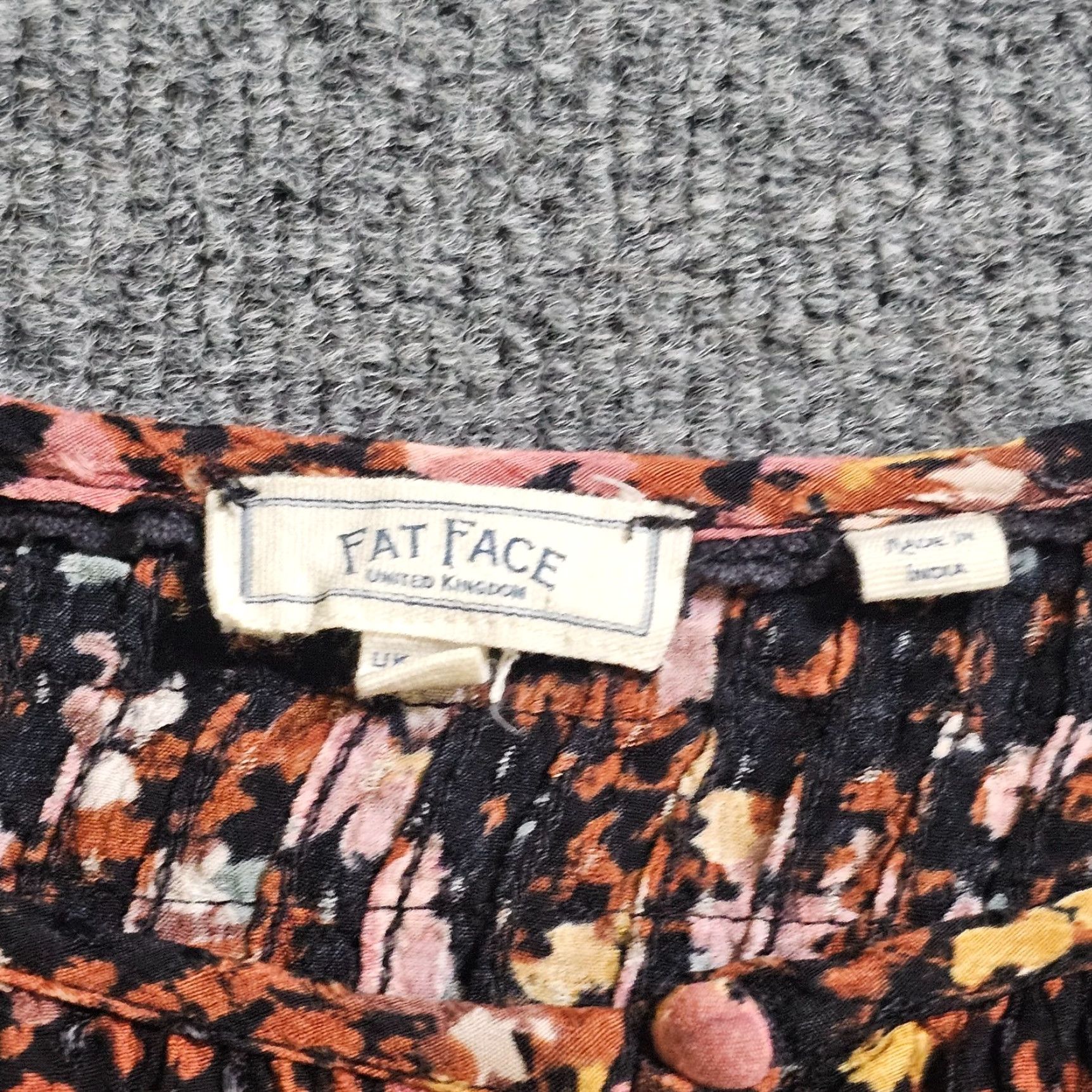 FatFace Fat Face Top Blouse Shirt Womens 14 Black Brown Floral Short Sleeve Classic Casual Size XL / US 12-14 / IT 48-50 - 3 Thumbnail