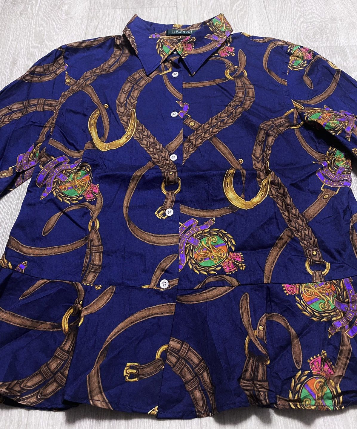 Lauren Ralph Lauren Ralph Lauren Vintage Full Print Monogram Logo Cotton Blouse Size XL / US 12-14 / IT 48-50 - 6 Thumbnail