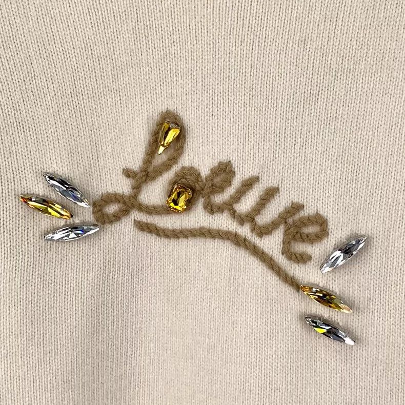 Loewe Loewe Mossy logo letters embroidered with diamonds wool ro Size S / US 4 / IT 40 - 4 Thumbnail