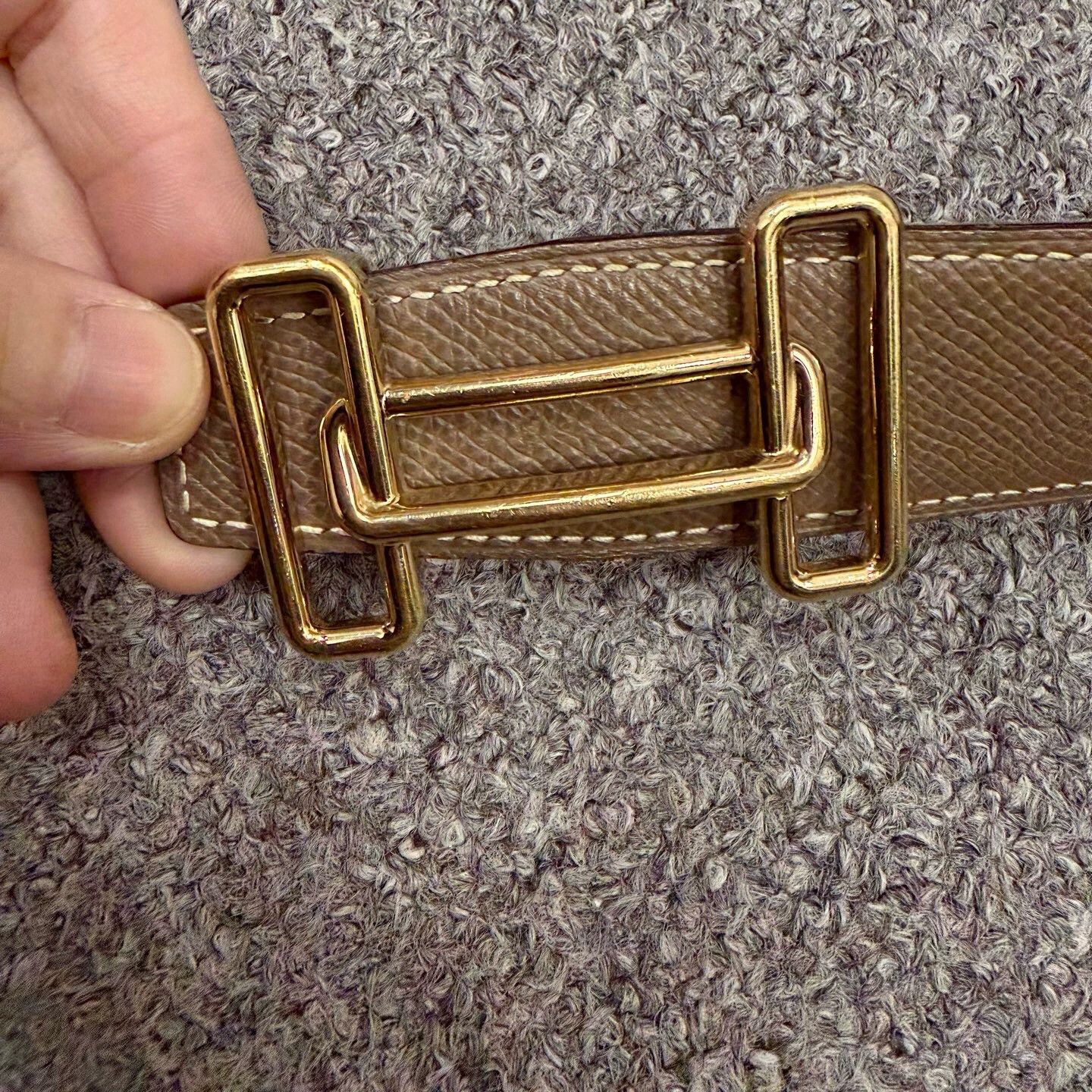 Hermes Hermes gold buckle blue/brown belt 90cm 99 new Size 40 - 2 Thumbnail