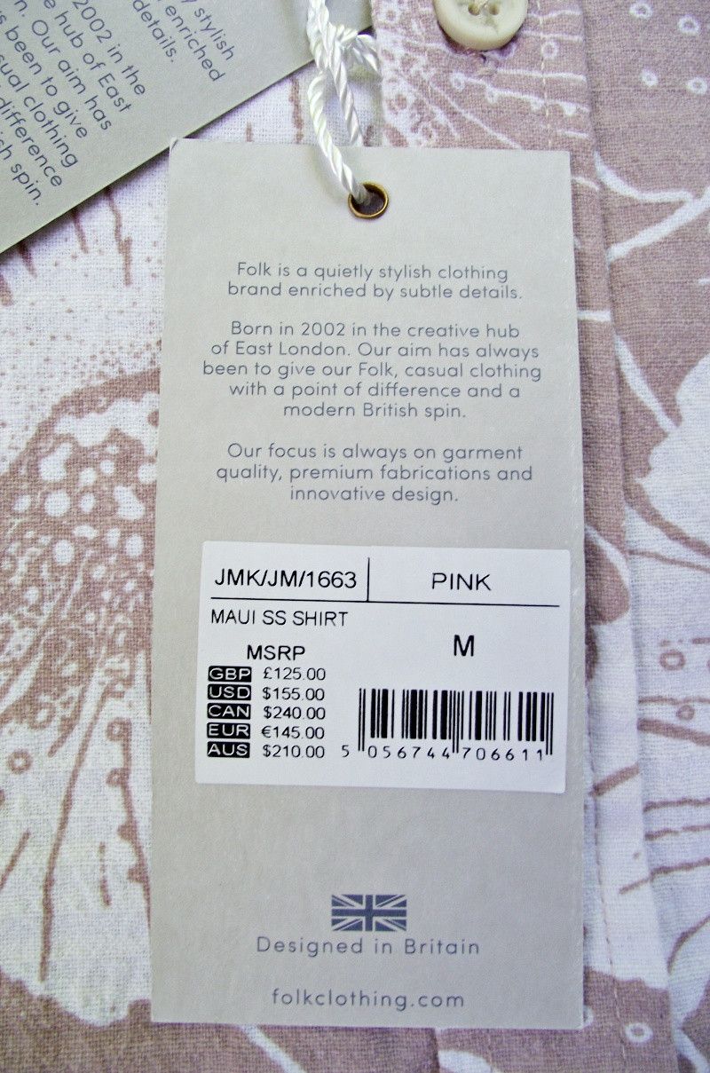 Folk Mens Linen Blend Maui Hawaiian Shirt Pink Floral $155 Size US M / EU 48-50 / 2 - 8 Thumbnail