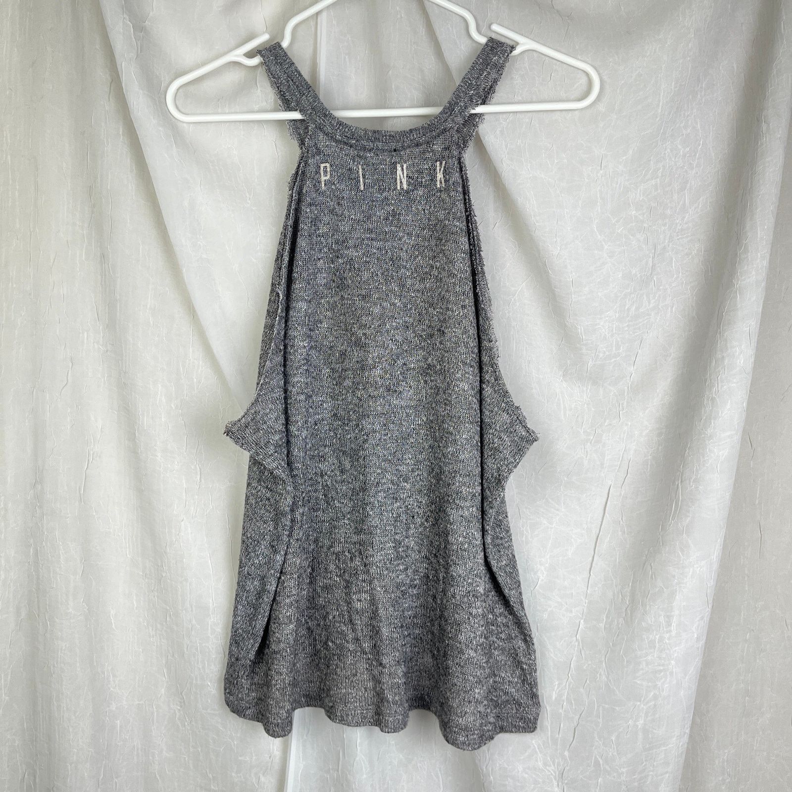 Pink Victoria’s Secret PINK Gray Slouchy Sheer Tank Top Sequins Size M / US 6-8 / IT 42-44 - 17 Thumbnail