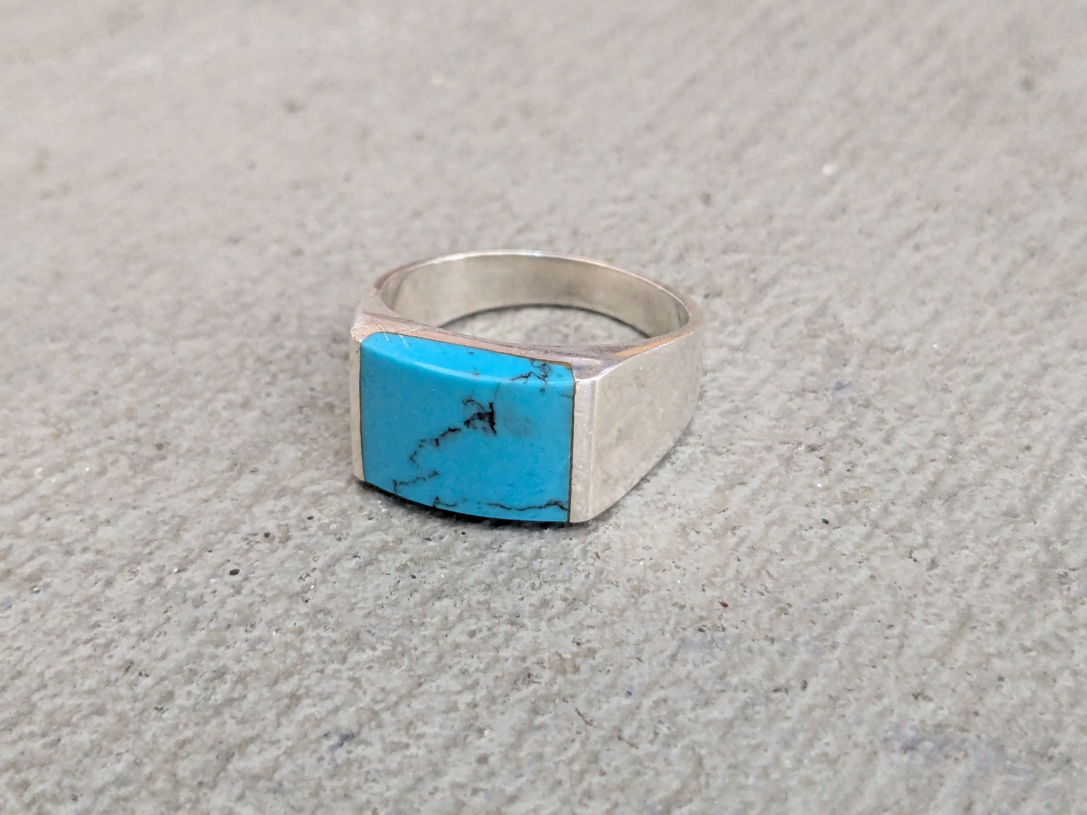 Vintage Vintage Sterling Silver Ring Blue Howlite Taxco 10 Turquoise Size ONE SIZE - 1 Thumbnail