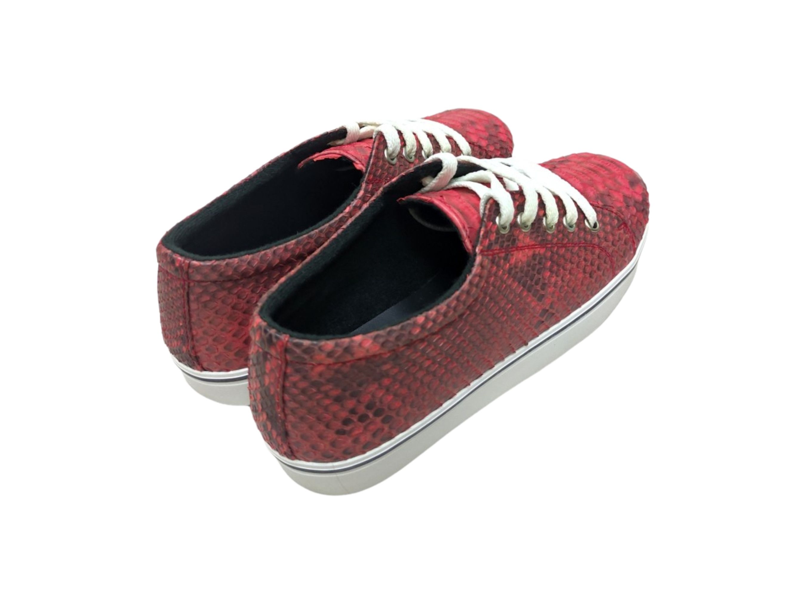 Handmade Red Snakeskin Casual Sneakers Size US 6 / EU 39 - 3 Thumbnail