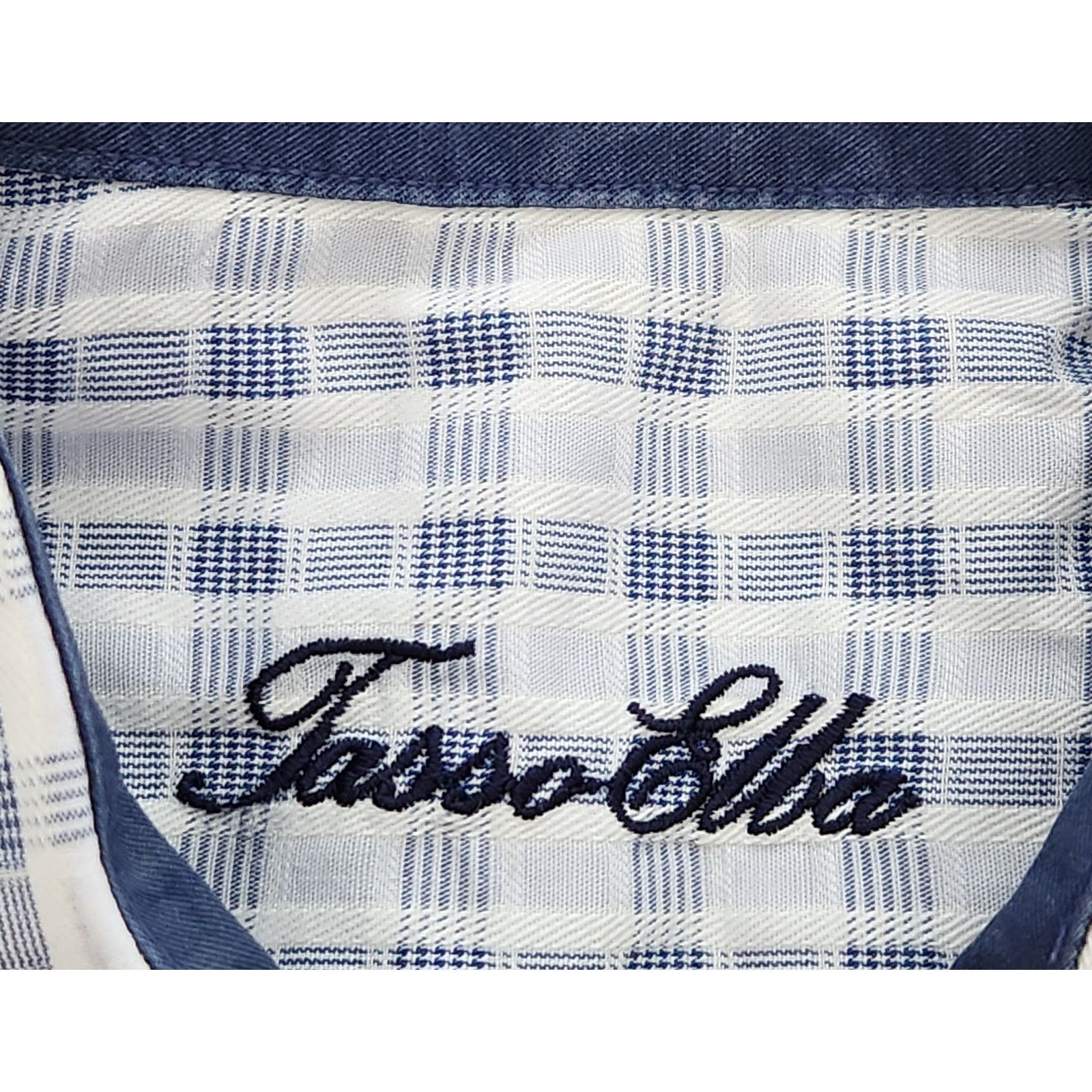 Tasso Elba Tasso Elba Blue White Plaid Button Long Sleeve Shirt 16 16.5 Size US XL / EU 56 / 4 - 5 Thumbnail