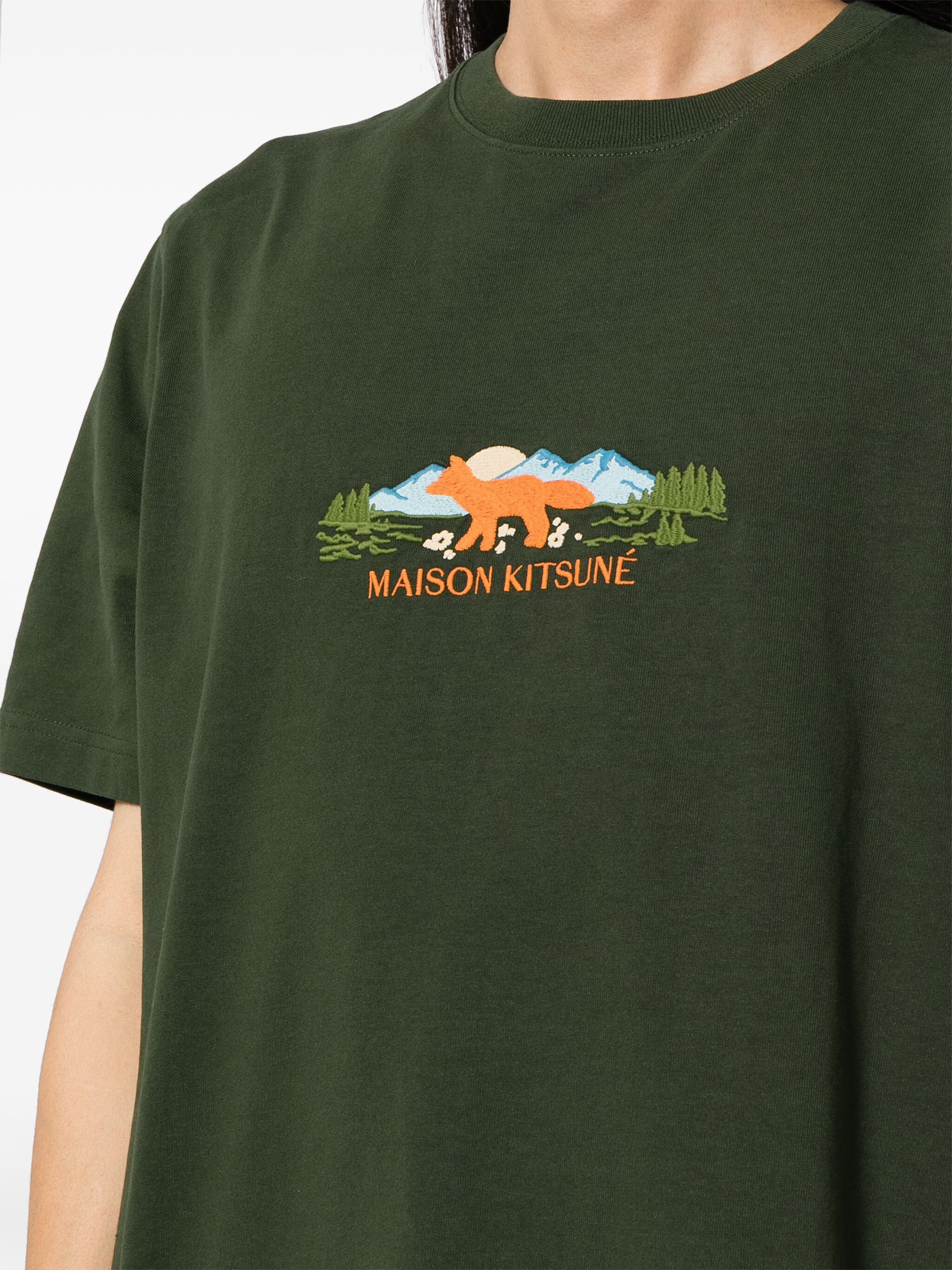 Maison Kitsune o1s22i1n1124 Fox Outdoor Profile T-Shirt in Green Size US M / EU 48-50 / 2 - 4 Thumbnail
