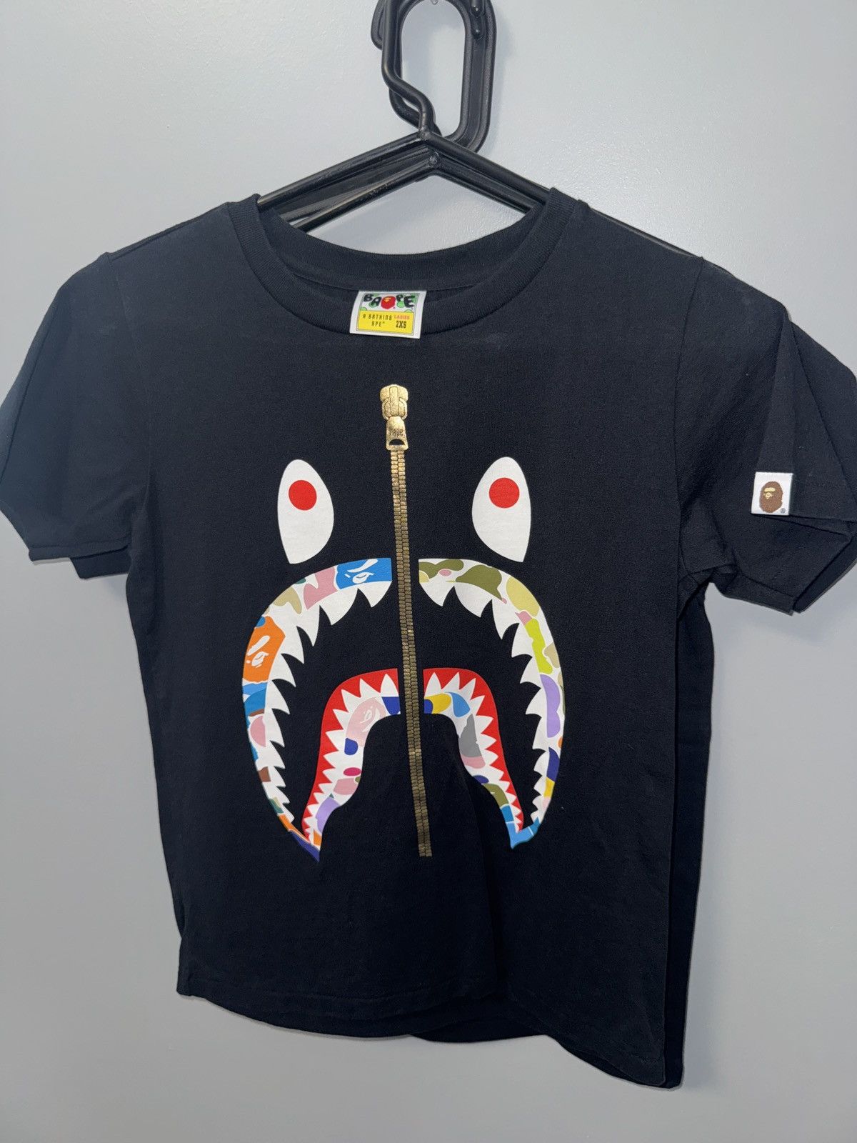 Bape Bape shark head logo short sleeve black tee Size XXS / US 00 / IT 34 - 1 Thumbnail