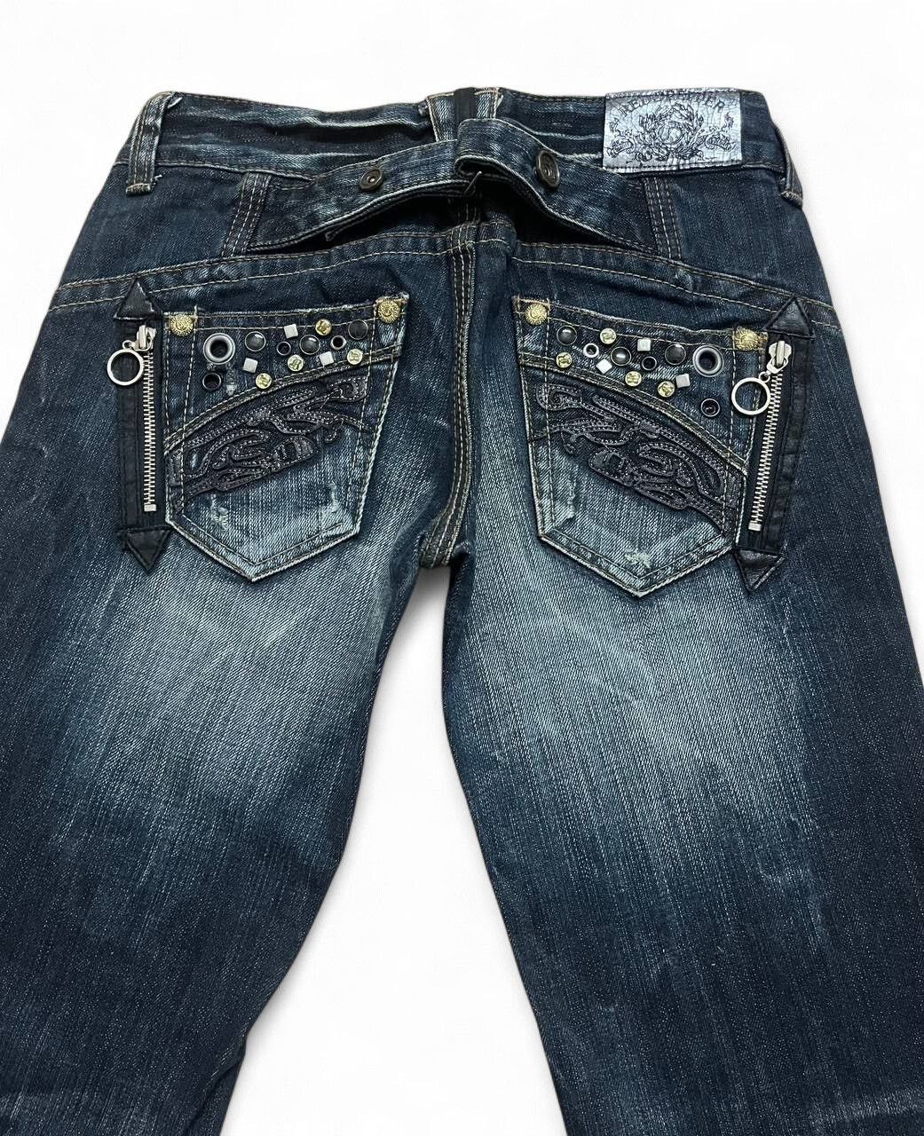 Tornado Mart Flare Jeans redpepper stud distressed low rise buckleback Size US 28 / EU 44 - 7 Thumbnail