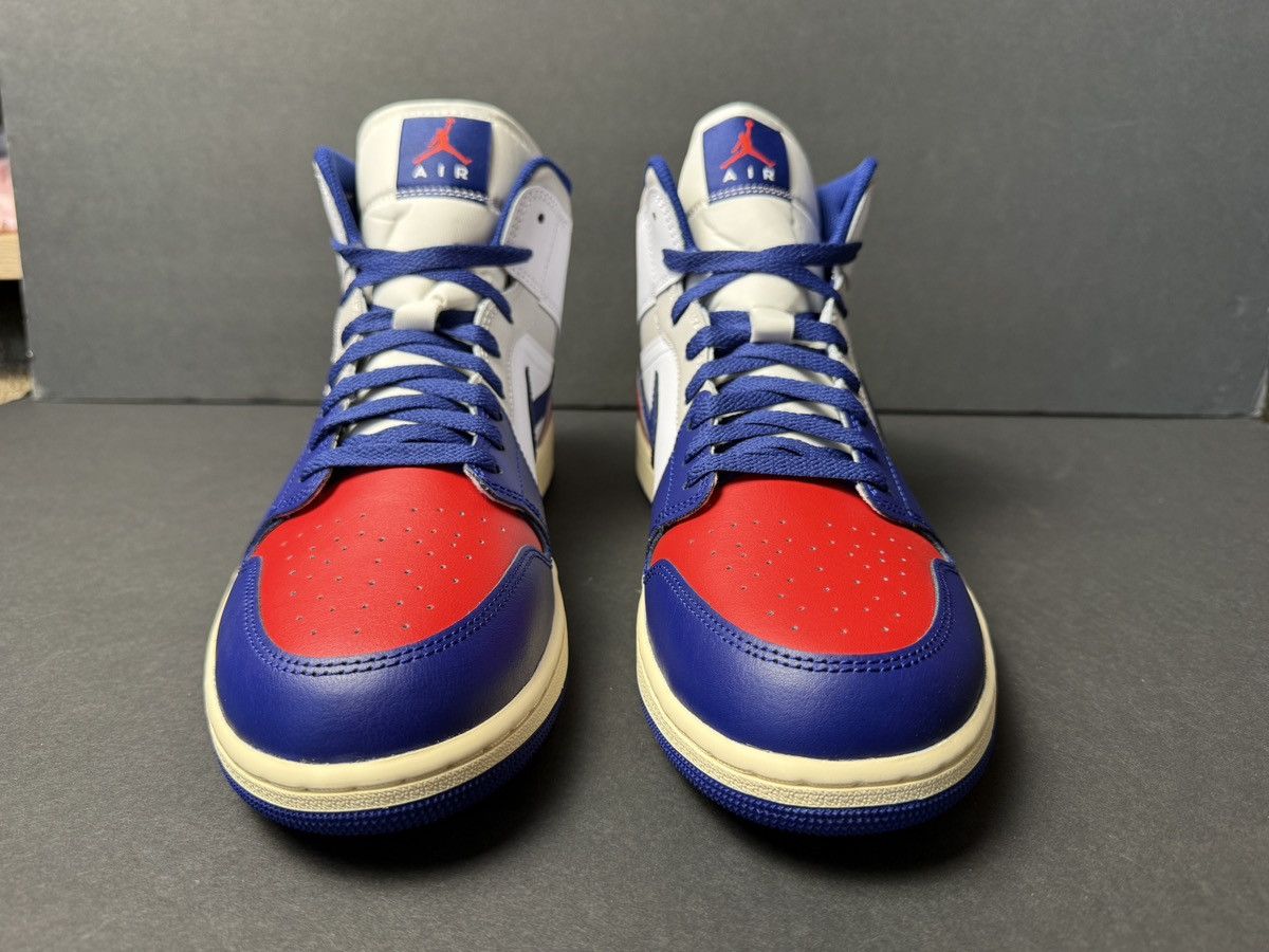 Jordan Brand Air Jordan 1 Mid WHITE/DEEP ROYAL BLUE Size US 12.5 / EU 45-46 - 4 Thumbnail