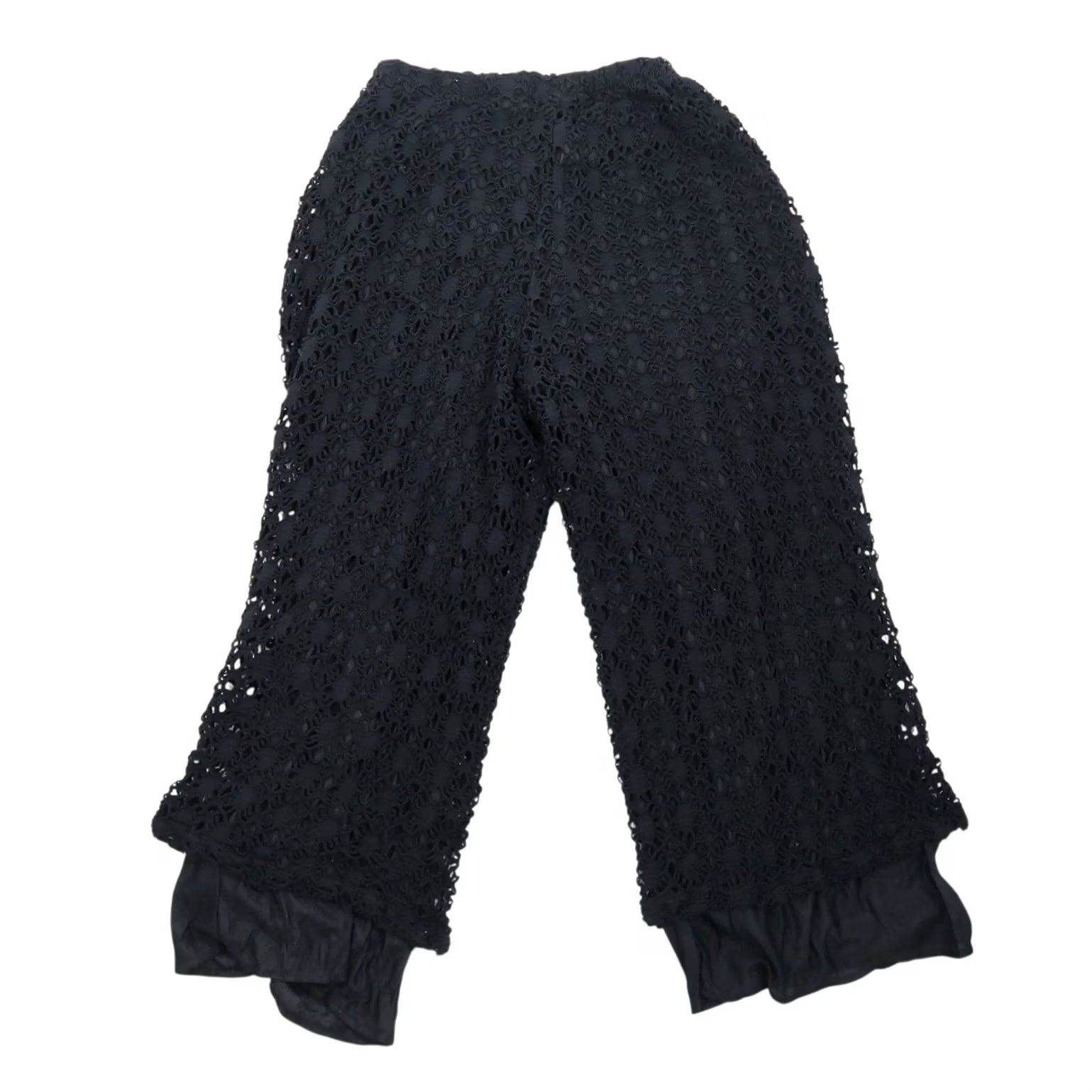 Vintage VINTAGE 90s Black Crochet Knit Wide Leg Pants S Women Cotton Casual Bohemian Hippie Wide-Leg Pants S Women Size 28" / US 6 / IT 42 - 3 Thumbnail