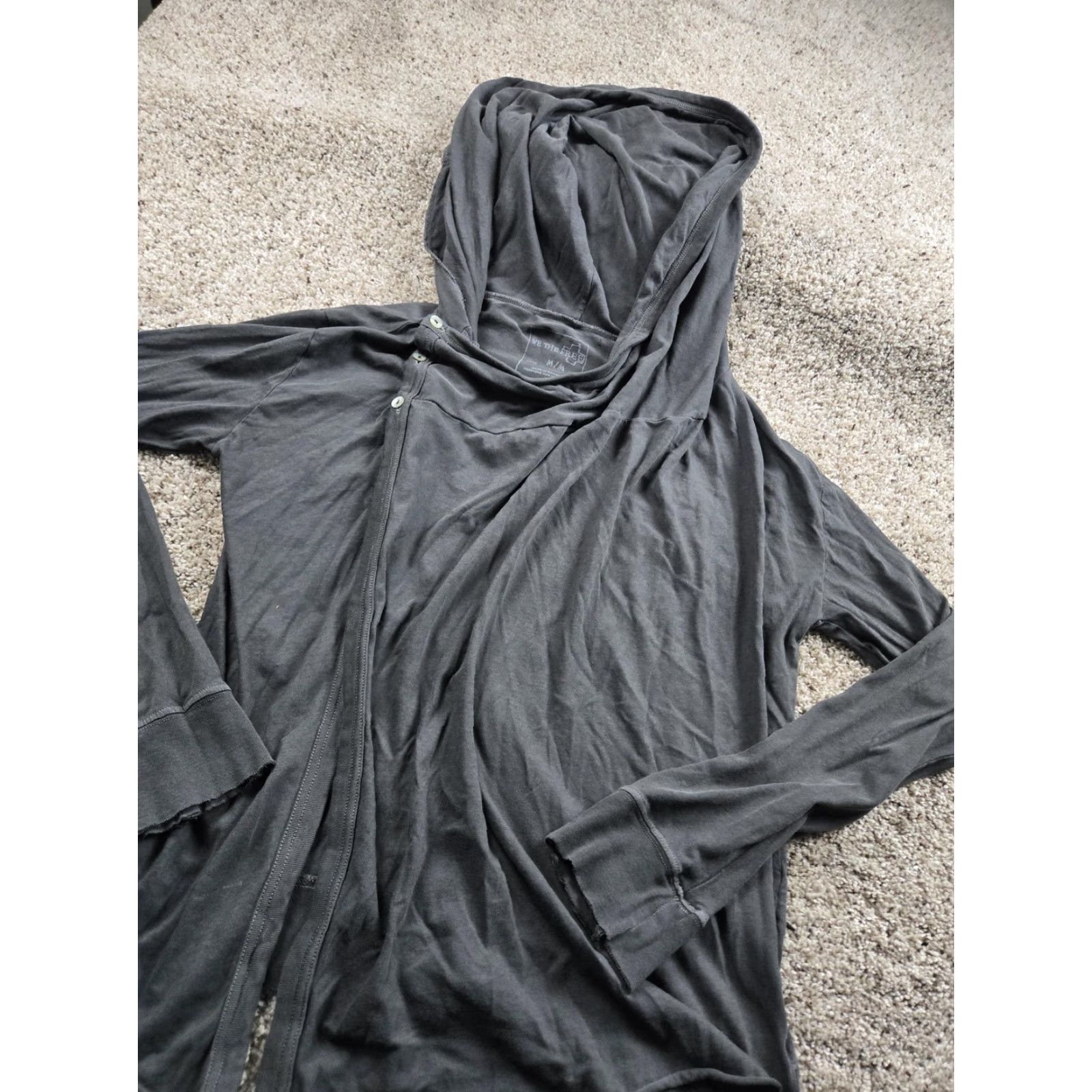Vintage We The Free Shirt Womens Medium Gray Hooded Long Sleeve Open Front Lightweight Size M / US 6-8 / IT 42-44 - 2 Thumbnail