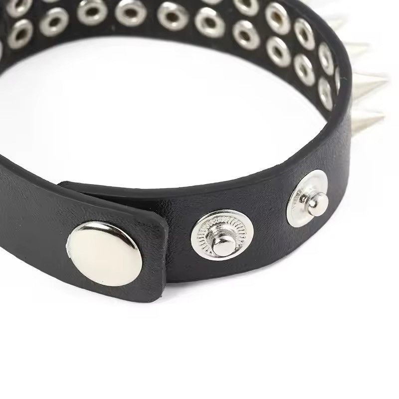 Japanese Brand × Leather PU Leather 2 Row Spike Hand Bracelet Size ONE SIZE - 4 Thumbnail