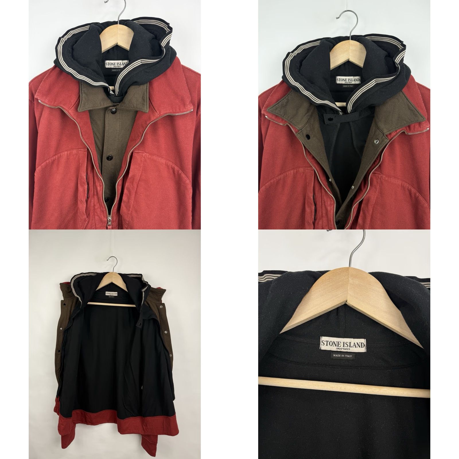 Stone Island VINTAGE Stone Island Hoodie 90s Archive Layered Hooded Jacket XL Men's Red 90s Full Zip Mens Size US XL / EU 56 / 4 - 8 Thumbnail