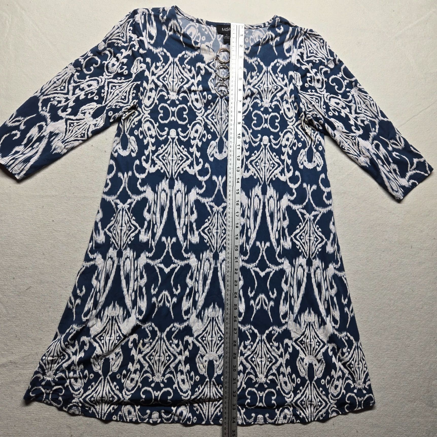 Vintage MSK Blue Shirt Stretch Top V-Neck 3/4 Sleeves Adult Women's Size L Large Size L / US 10 / IT 46 - 6 Thumbnail