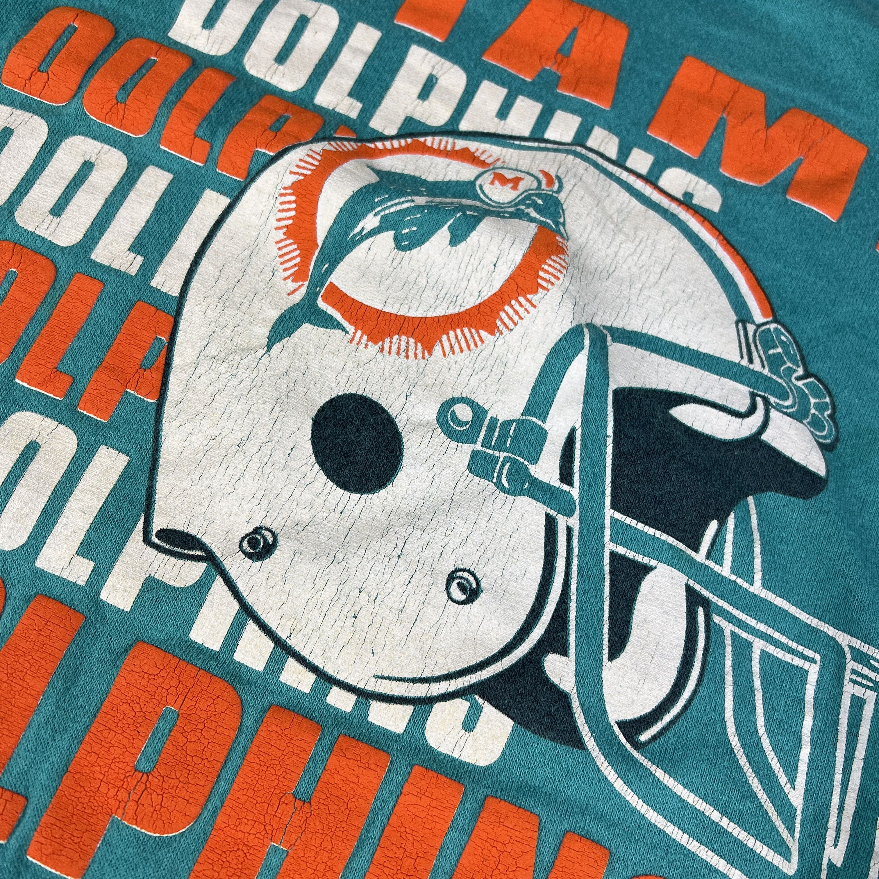 NFL × Vintage VTG 80s Miami Dolphins Sweatshirt Faded Thrashed Crewneck Size US L / EU 52-54 / 3 - 8 Thumbnail