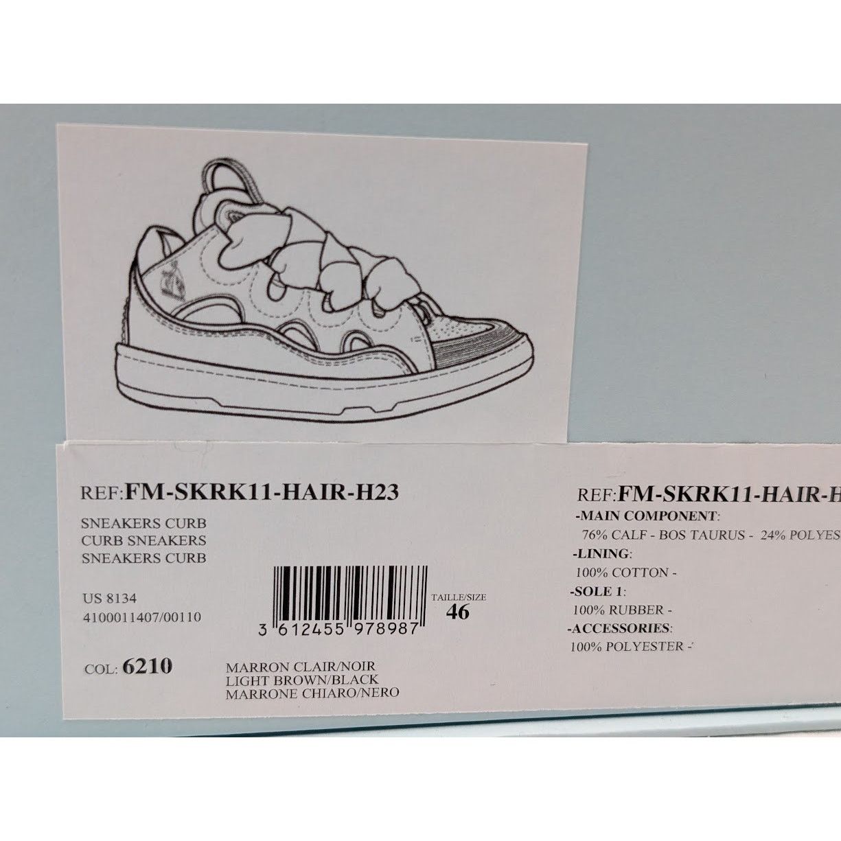 Lanvin o1rshd1 Curb Sneakers in Light Brown/Black Size US 13 / EU 46 - 24 Thumbnail