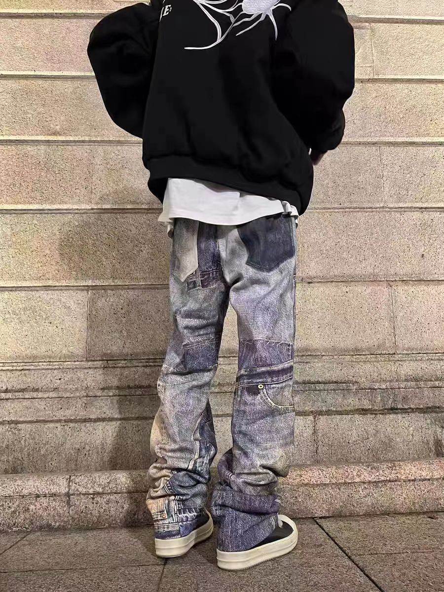 Japanese Brand × Vintage Vintage Street Digital Print Loose Casual Micro Flare Jeans Size US 32 / EU 48 - 3 Thumbnail