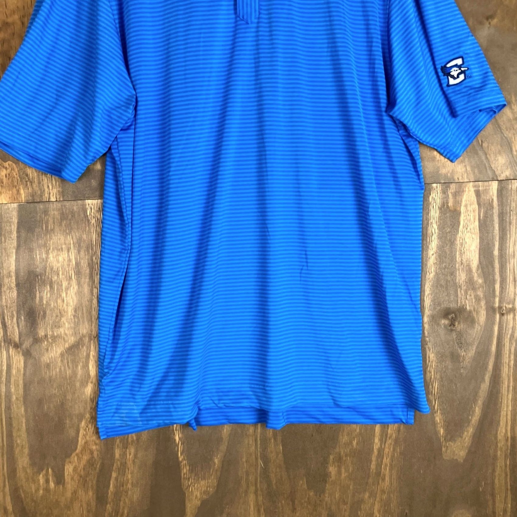 Footjoy FootJoy Mens Shirt Polo Striped Short Sleeve Button-Down Collared Athletic Breathable Quick Dry L Blue Size US L / EU 52-54 / 3 - 3 Thumbnail
