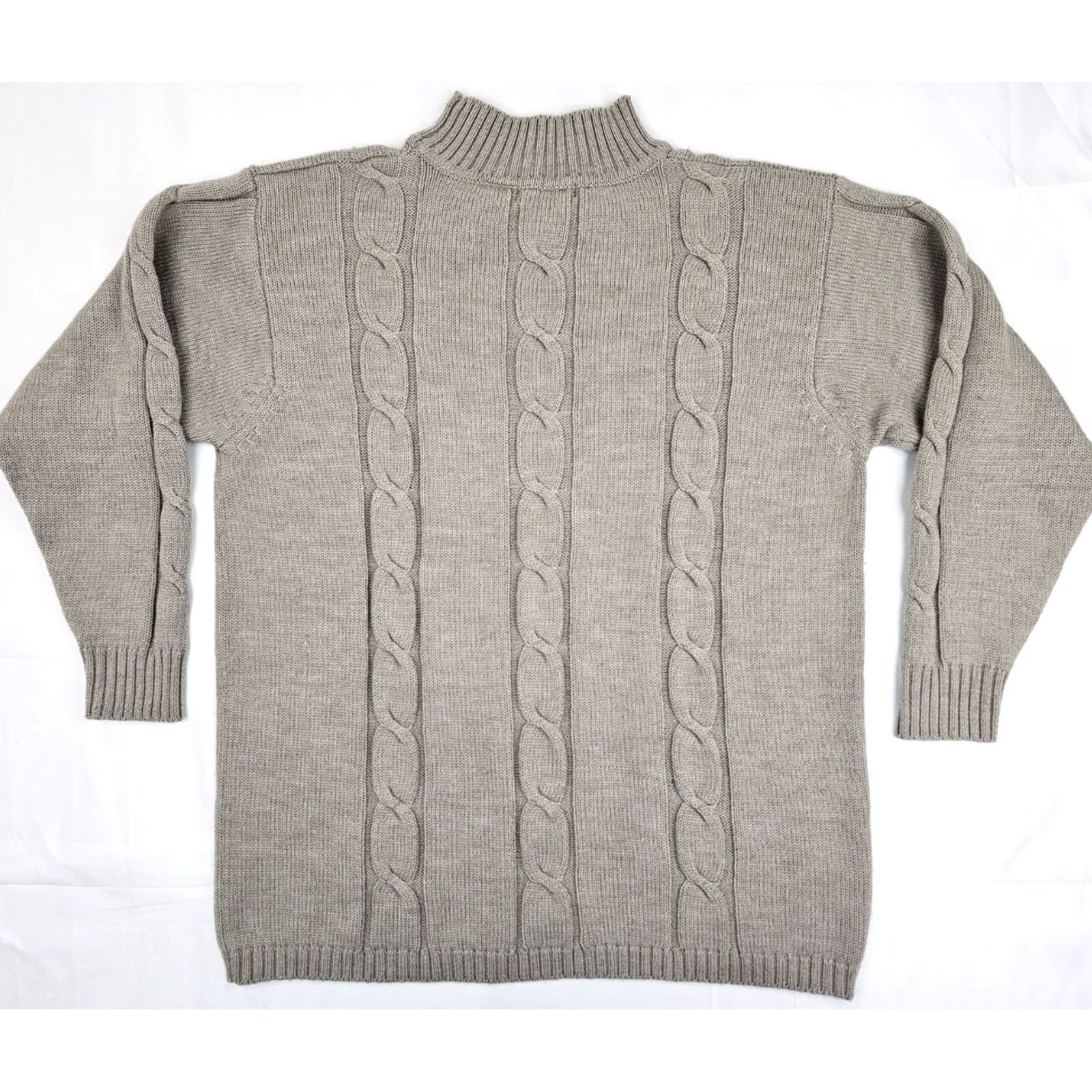 Liz Claiborne VINTAGE Liz Claiborne Merino Wool Blend Knit Sweater Women M Beige Fisherman EUC Size M / US 6-8 / IT 42-44 - 7 Thumbnail