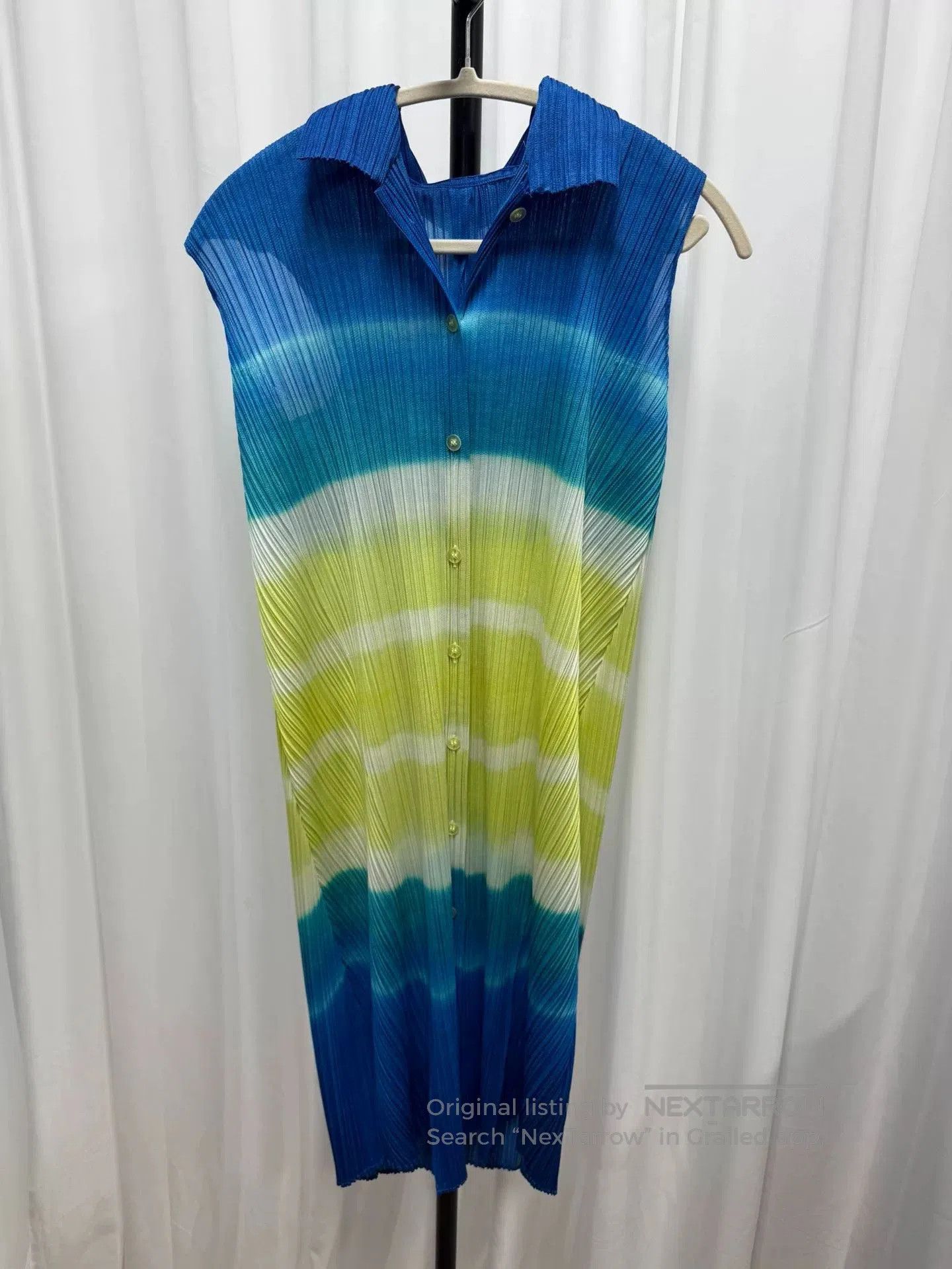Issey Miyake Pleats Please Color-Block Dress.
