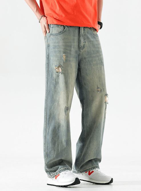 Japanese Brand × Jean American retro trendy washed ripped high street jeans Size US 34 / EU 50 - 3 Thumbnail