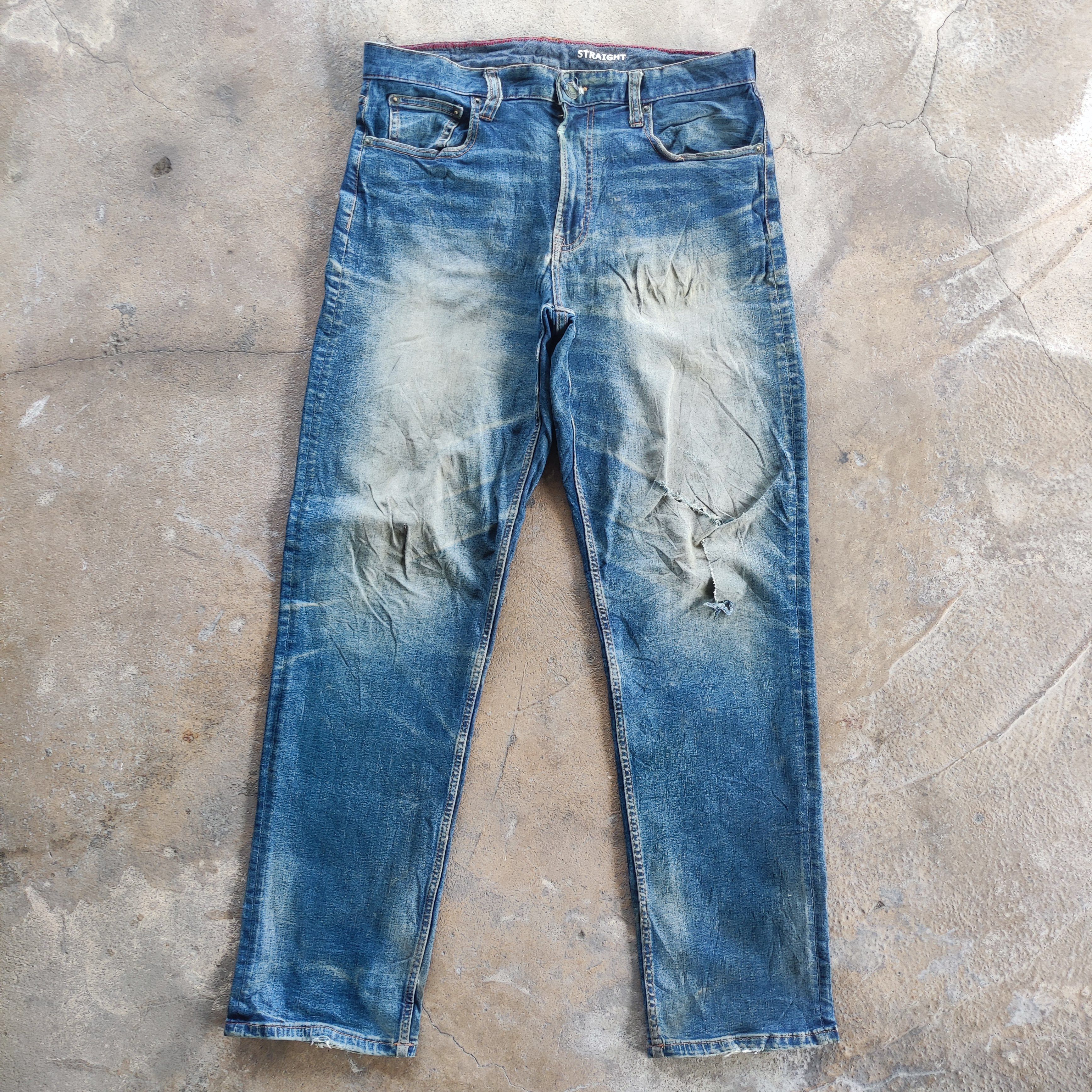 Old Navy Vintage Navy Jeans Brand Ripped Faded Pants Size US 35 - 1 Thumbnail