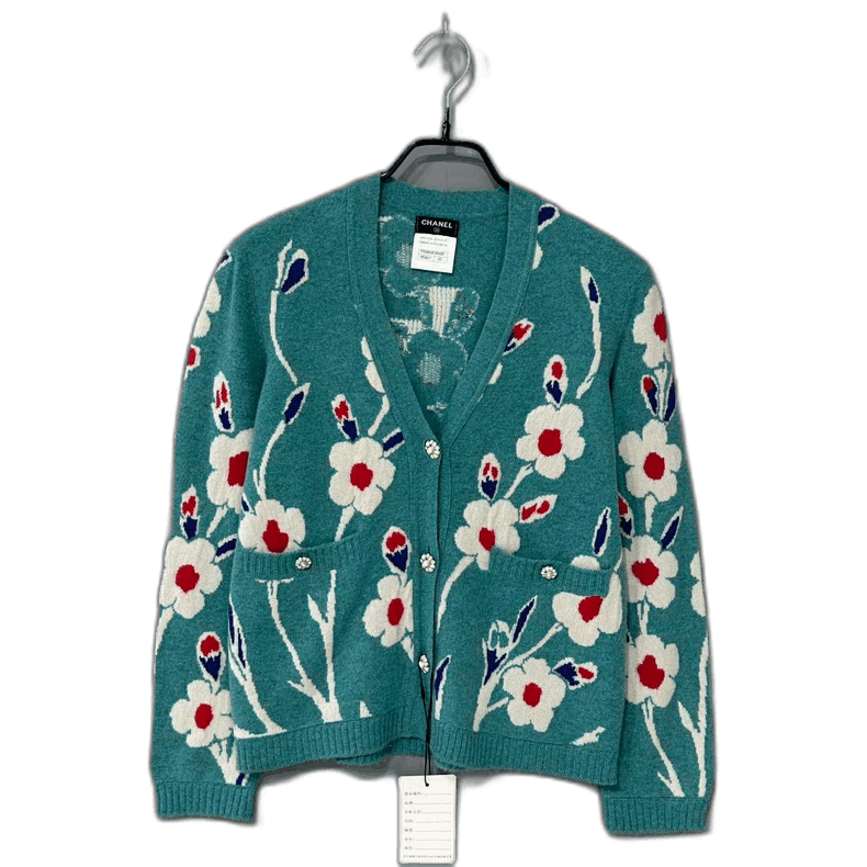 Chanel Chanel Floral Pattern Cashmere Cardigan -2505 Size L / US 10 / IT 46 - 1 Thumbnail