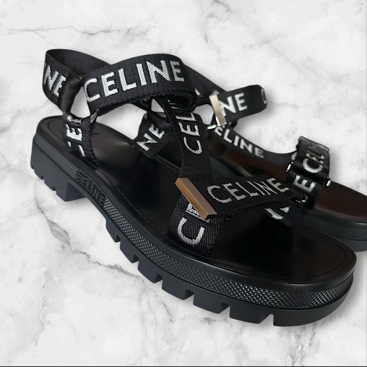 Celine Celine Strappy Logo Sandals Size US 10 / EU 43 - 2 Thumbnail