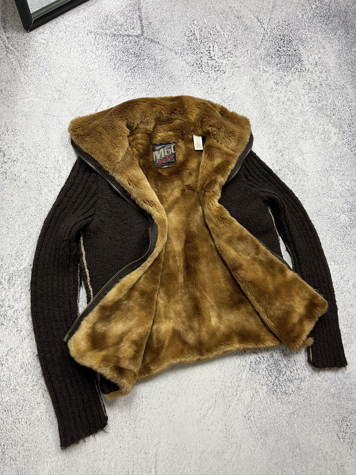 Japanese Brand Miss Sixty Fur Zip Up Crop Knit Sweater Jacket Avant Garde Size US S / EU 44-46 / 1 - 5 Thumbnail