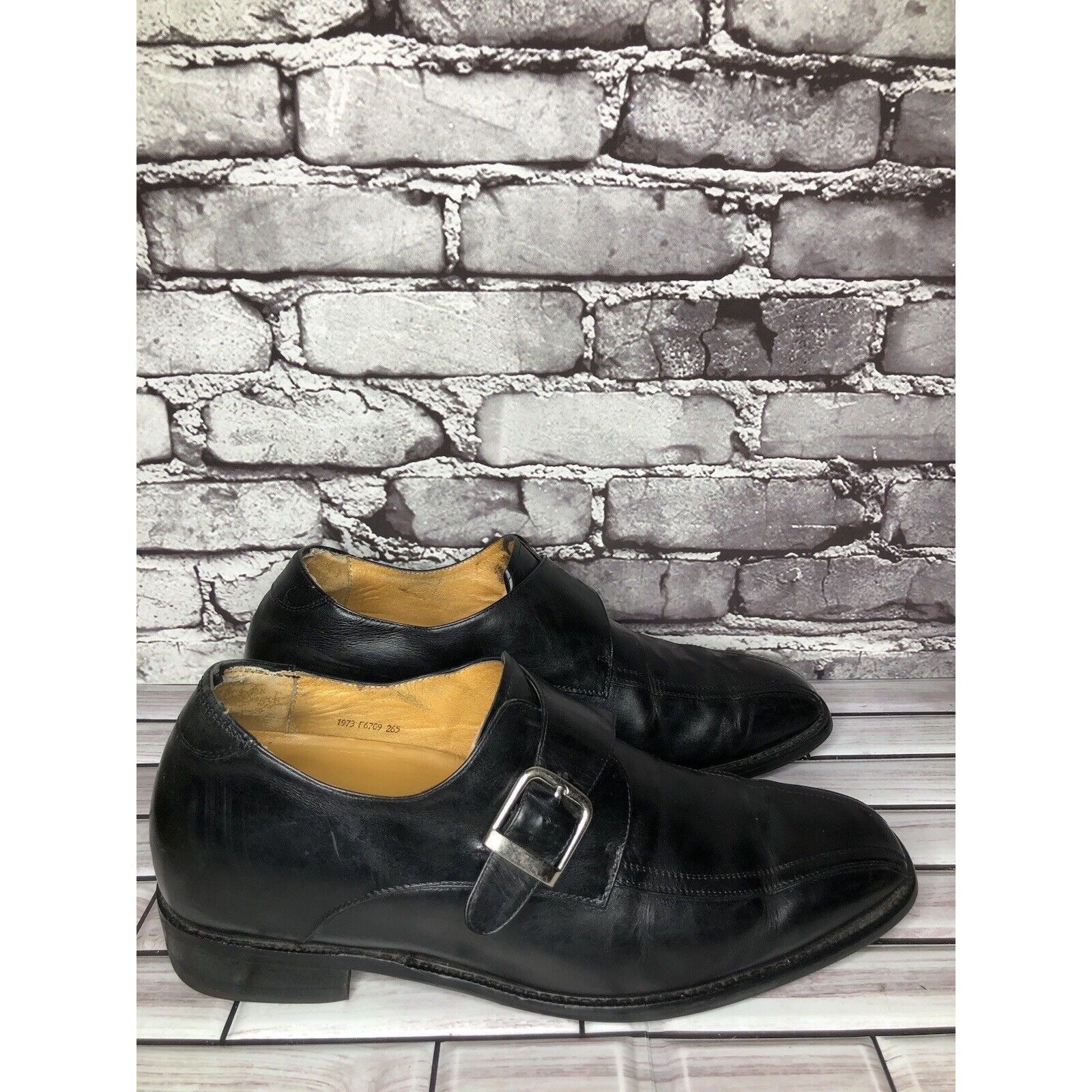 Koto Toto Black Leather Monk Buckle Strap Loafers Dress Shoes Men Size US 10.5 / EU 43-44 - 12 Thumbnail
