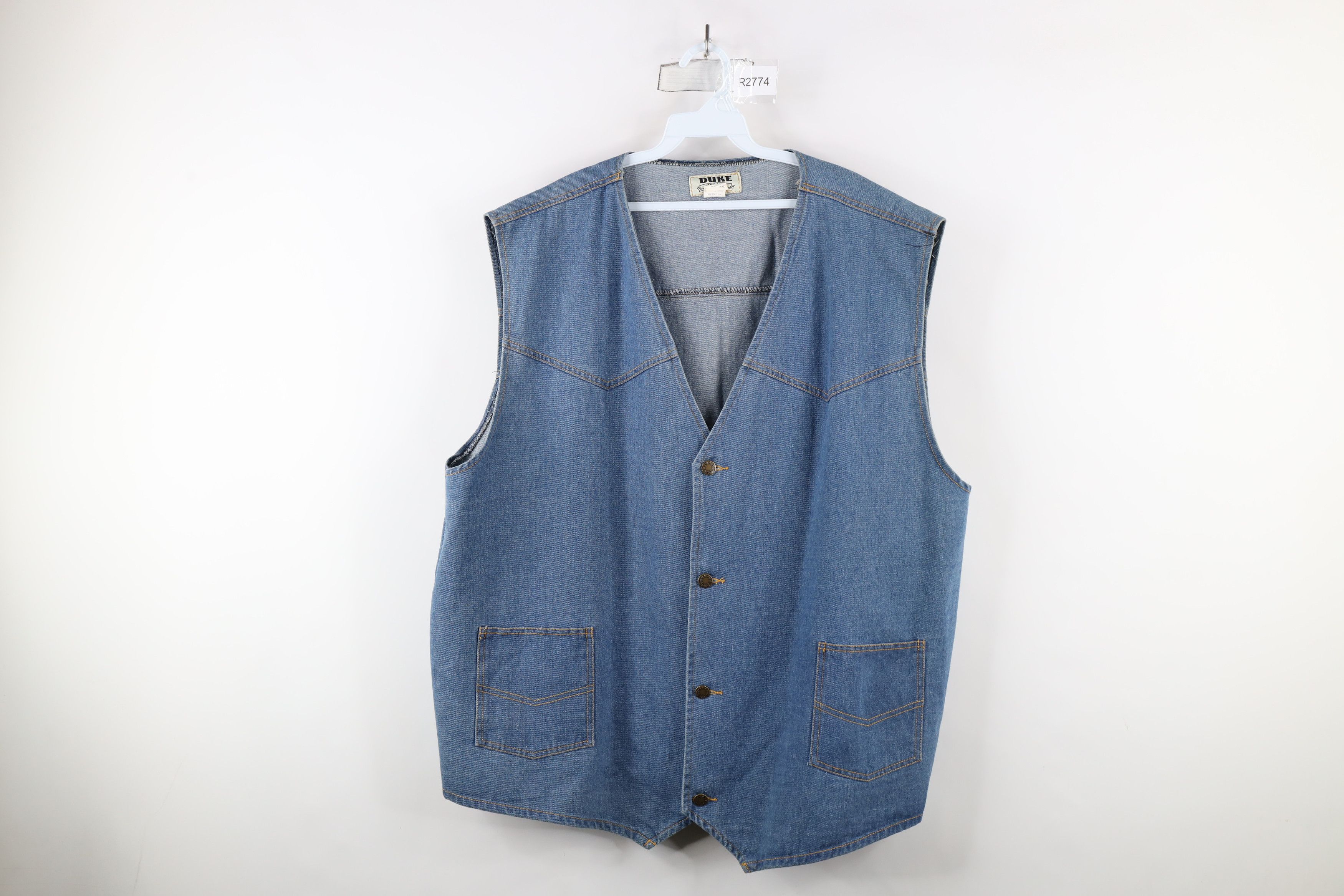 Vintage Vintage 90s Streetwear Denim Jean Vest Jacket Blue Cotton Size US XXL / EU 58 / 5 - 1 Thumbnail