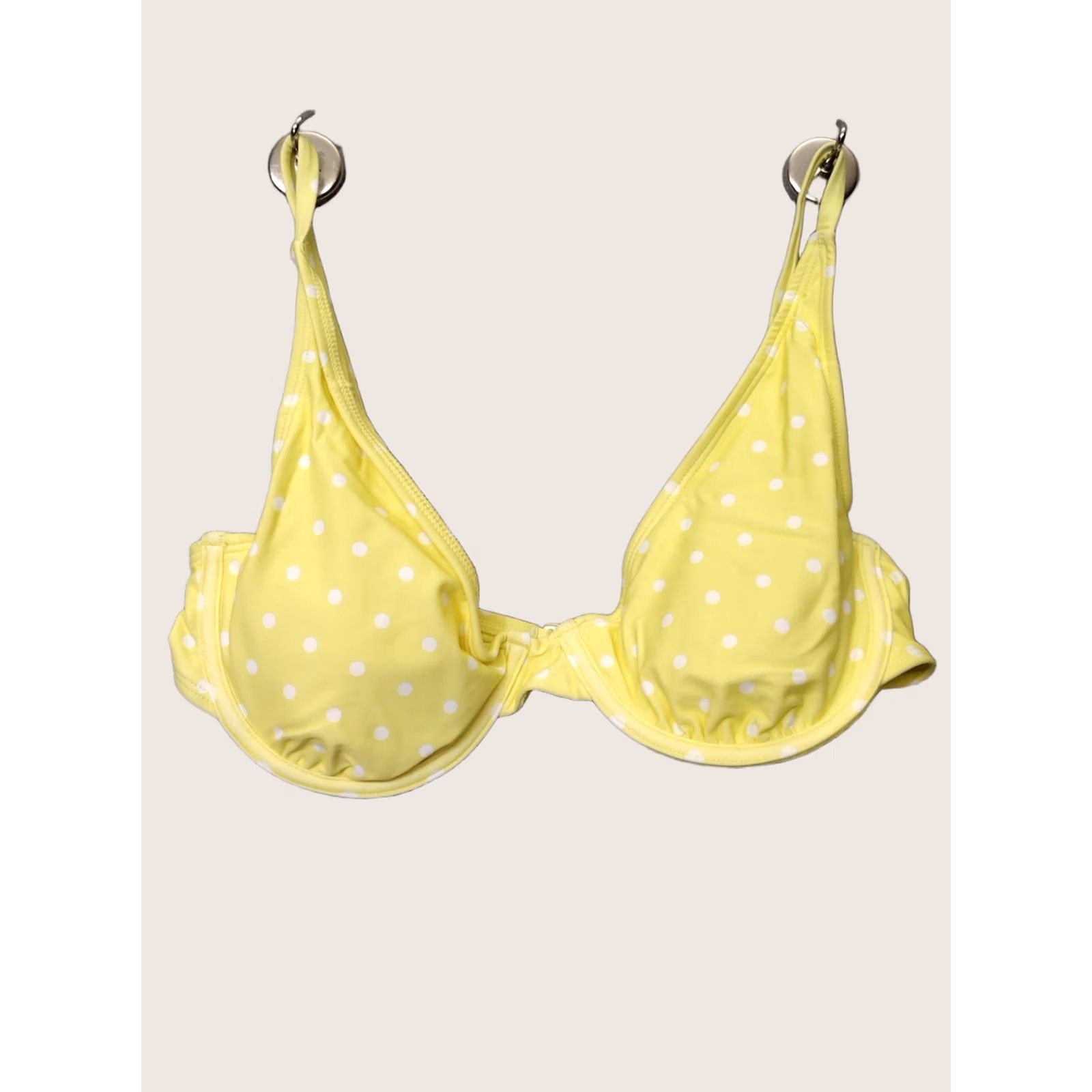 Vintage No Boundaries Yellow Wired Bra With White Polka Dots M Women Bra Sport Size ONE SIZE - 1 Thumbnail