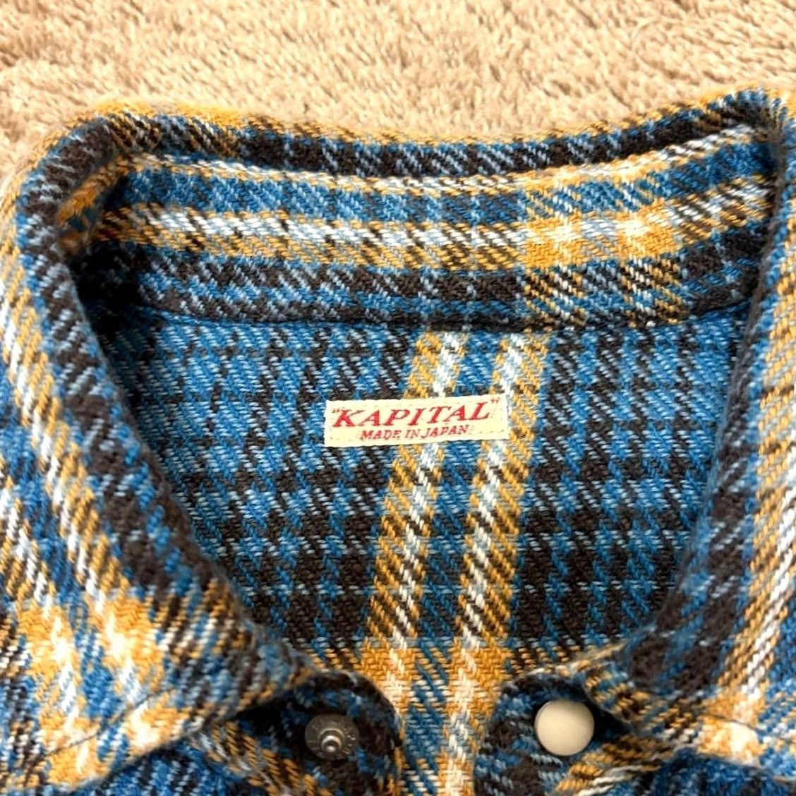 Kapital KAPITAL Western Flannel Shirt Size 3 Blue Plaid Asymmetric Excellent Condition Size US L / EU 52-54 / 3 - 3 Thumbnail