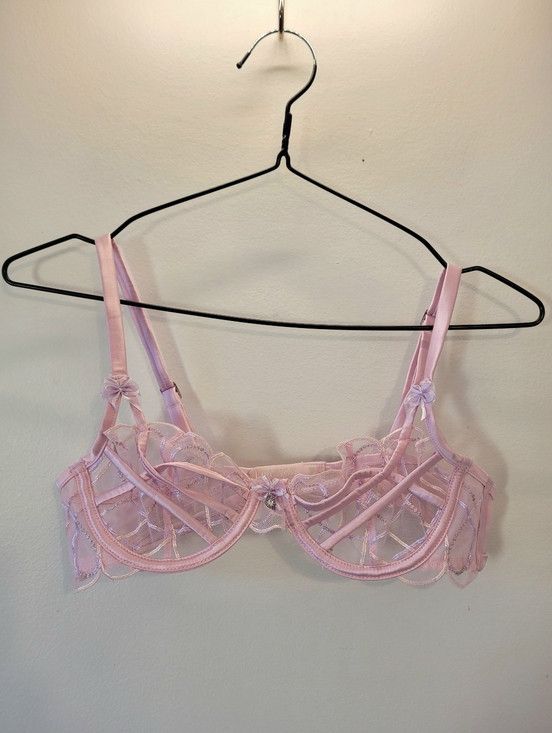 Other Lounge Lingerie Sheer Underwired Pink Embellished Bra - 32b Size ONE SIZE - 1 Thumbnail