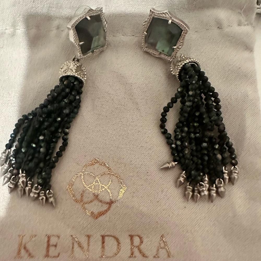 Designer Kendra Scott Misha Tassel Earrings Black Pearl Silver Size ONE SIZE - 3 Thumbnail