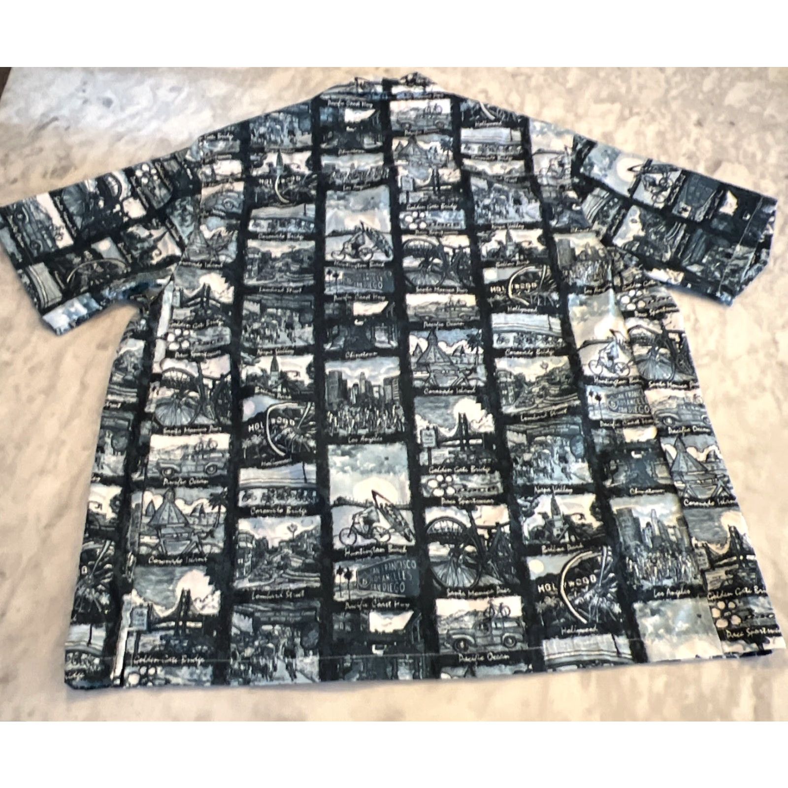 Vintage Pace Sports Wear Men’s XXL Button Short Sleeve Blue White Pacific Ocean Napa SF Shirt Adult XX Large Casual, Travel Size US 39 - 7 Thumbnail