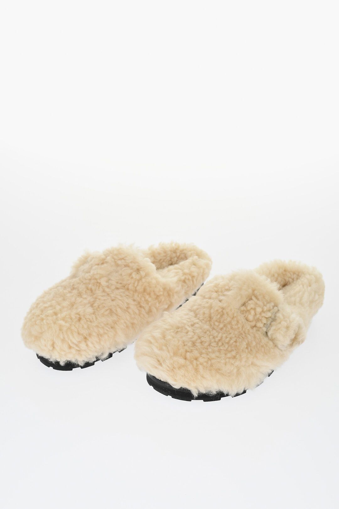 Jil Sander og1mm0625 Buckled Curly Shearling Mules in Beige Size US 6 / EU 39 - 2 Thumbnail