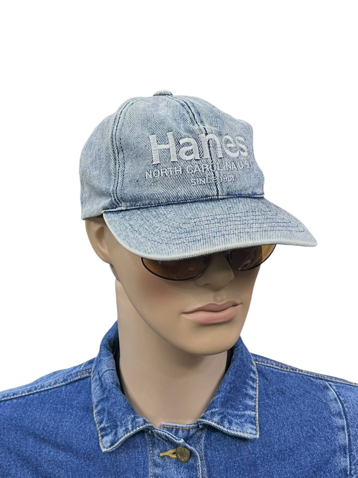 Hanes Vintage Hanes Acid Bleach Denim Strapback Cap 90s Size ONE SIZE - 1 Thumbnail