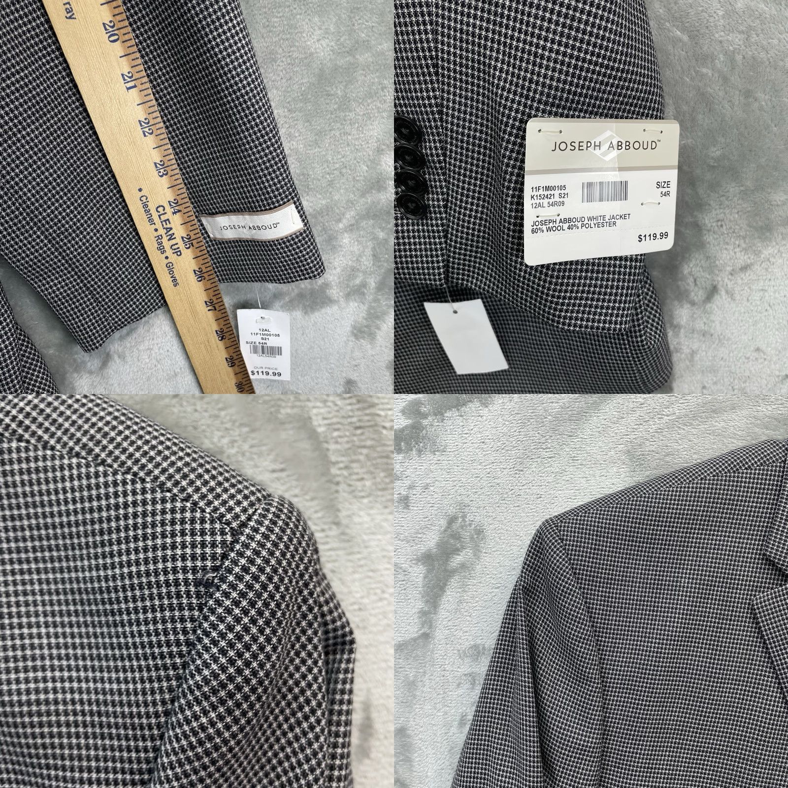 Joseph Abboud Joseph Abboud Blazer Mens 54R Sport Coat Casual Jacket Two-Button Wool Polyester Geometric Notch Lapel Regular Size 54R - 8 Thumbnail