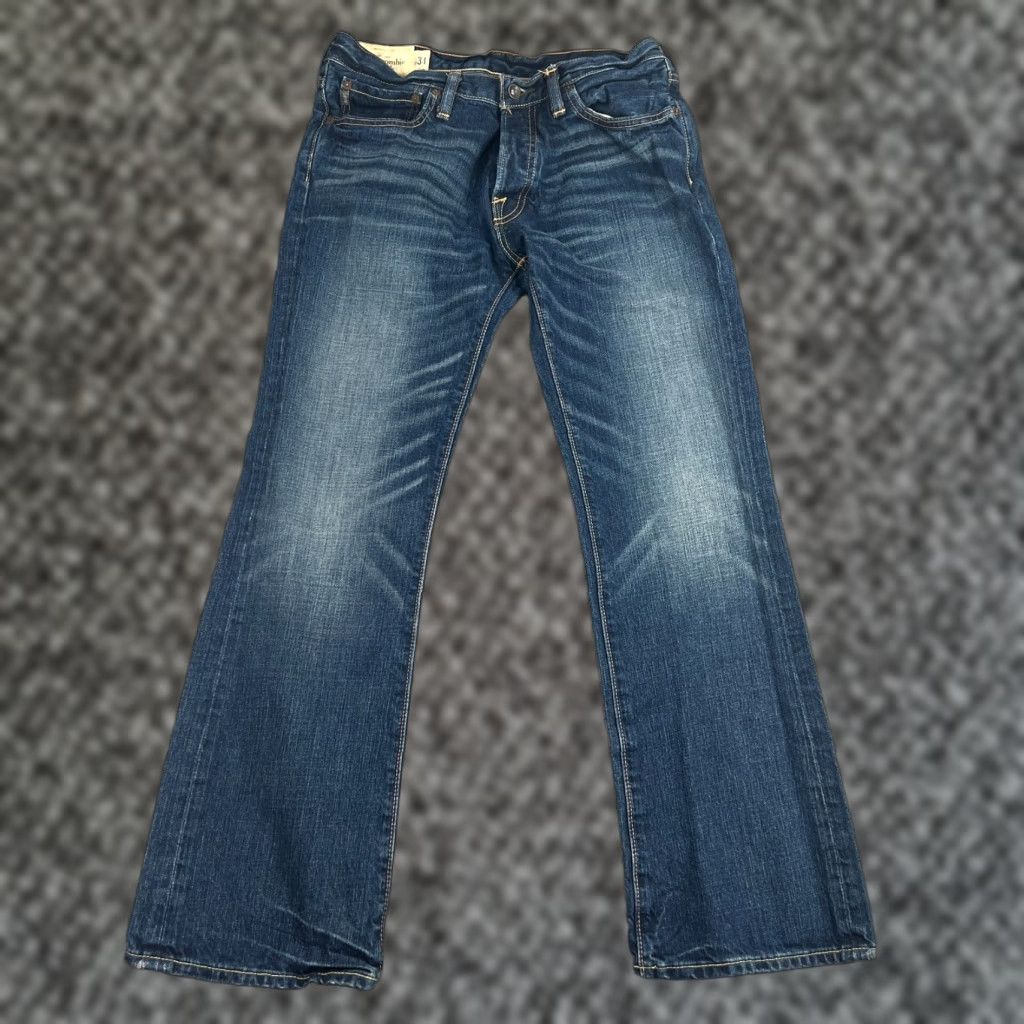 Abercrombie & Fitch VINTAGE Abercrombie & Fitch Baxter Jeans Mens Size 31x30 Slim Boot 5-Pocket Denim Blue Distressed Low Rise Slim Bootcut Regular 31 Inseam Mens Size US 31 - 1 Thumbnail