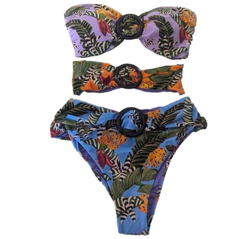 Farm Rio FARM RIO Cutout Bandeau Convertible Swimsuit, XS Size ONE SIZE - 4 Thumbnail