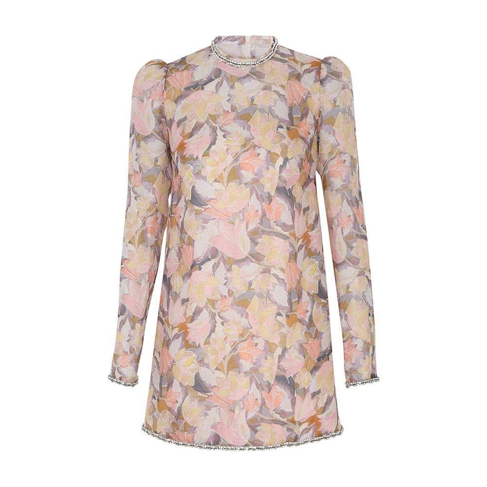 Zimmermann oc11z0825 Embellished Floral Linen & Silk Mini Dress Size L / US 10 / IT 46 - 1 Preview