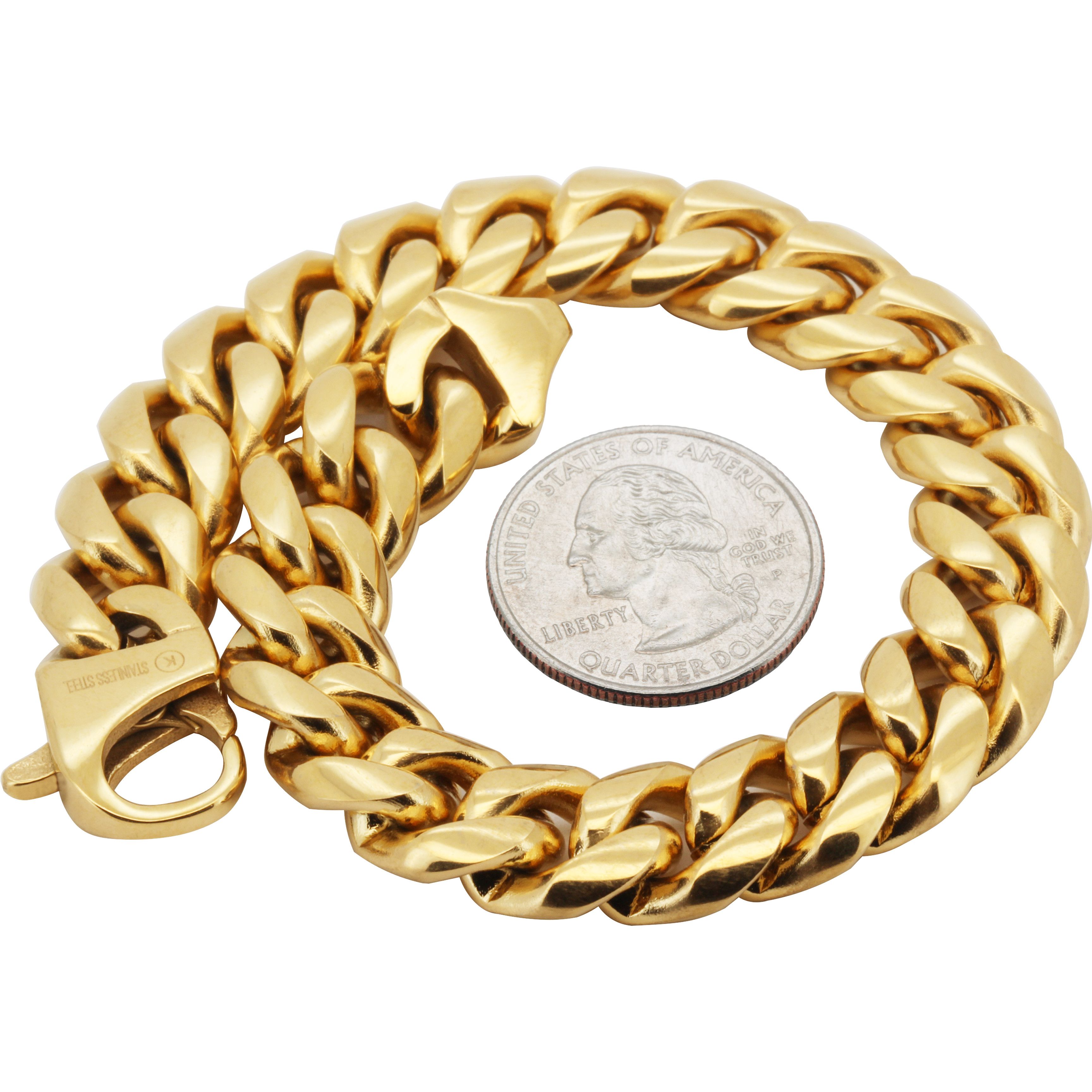Other 316L SS 18k Gold Plated 12mm Miami Cuban Link Bracelet 8.5” Size ONE SIZE - 1 Preview