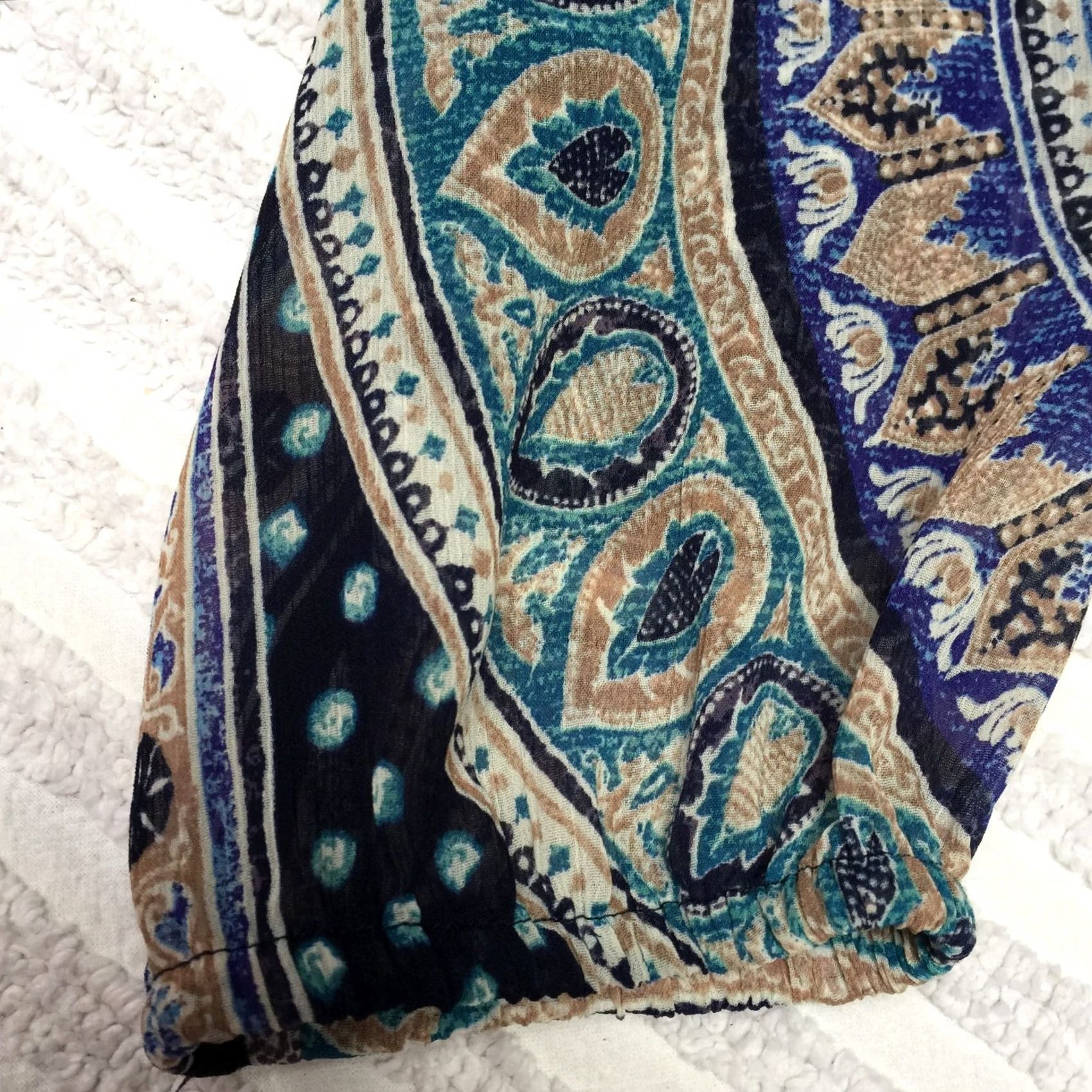Lucky Brand Lucky Brand Split Neck Multi-Print Pleat Back Button Down Shirt Tunic Top M Medium Multicolor/Multicolor Printed Bohemian Casual Womens Size M / US 6-8 / IT 42-44 - 7 Thumbnail