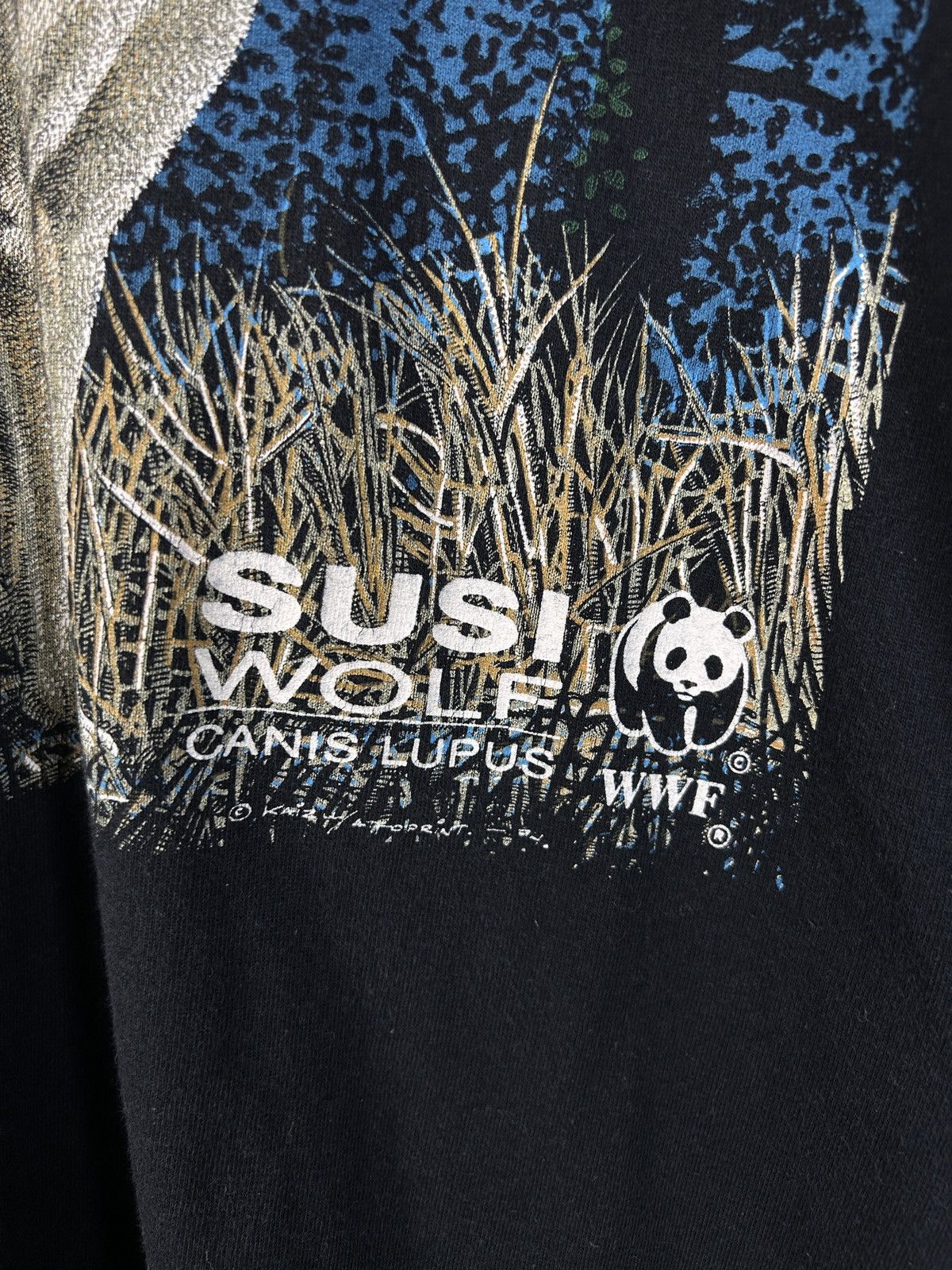 Vintage 90s Vintage WWF Save The Wildlife Wolf Single Stitch T-Shirt Size US M / EU 48-50 / 2 - 3 Thumbnail