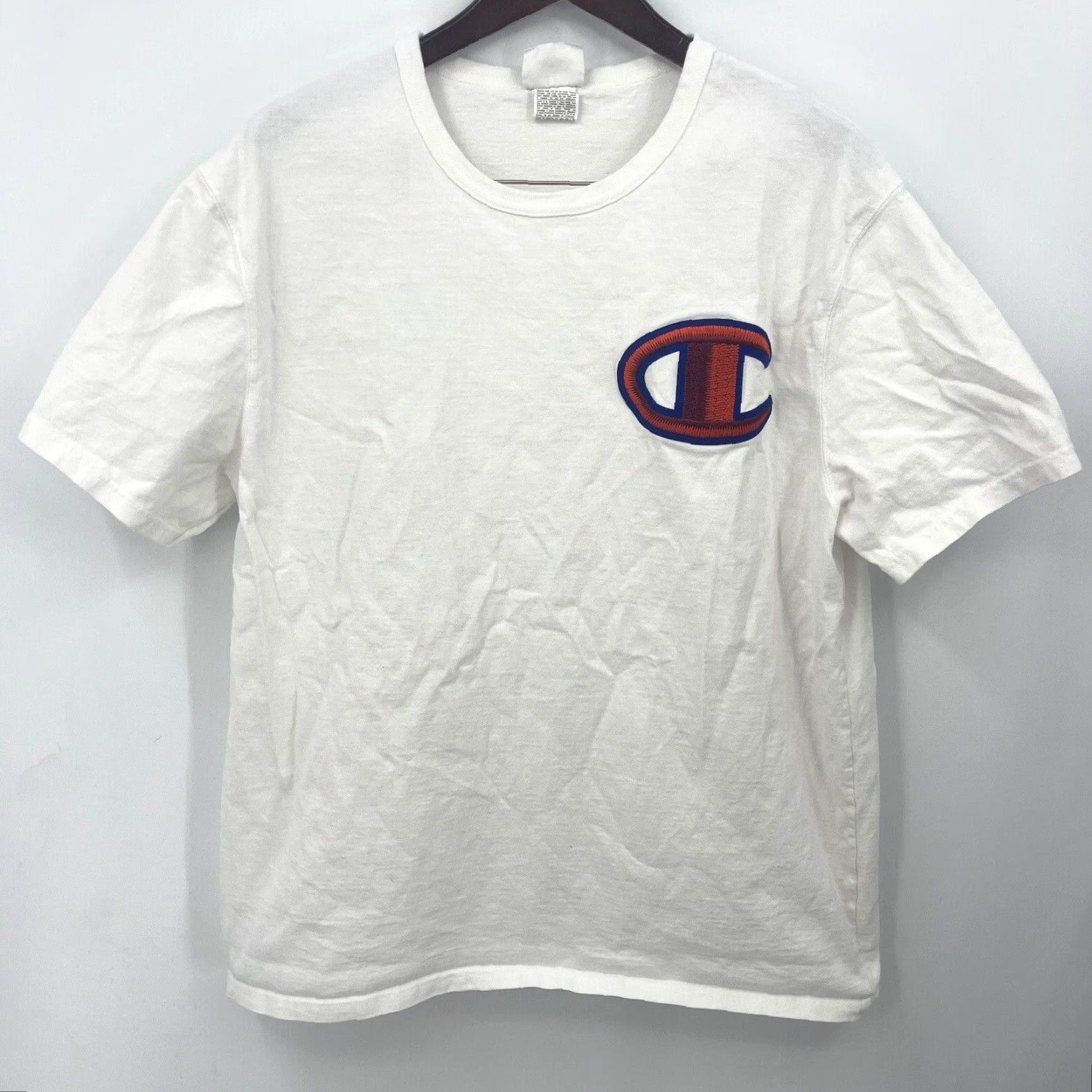 Champion VINTAGE Champion Shirt Mens XL White Big Embroidered Logo Solid Tee Y2K Size US XL / EU 56 / 4 - 2 Thumbnail