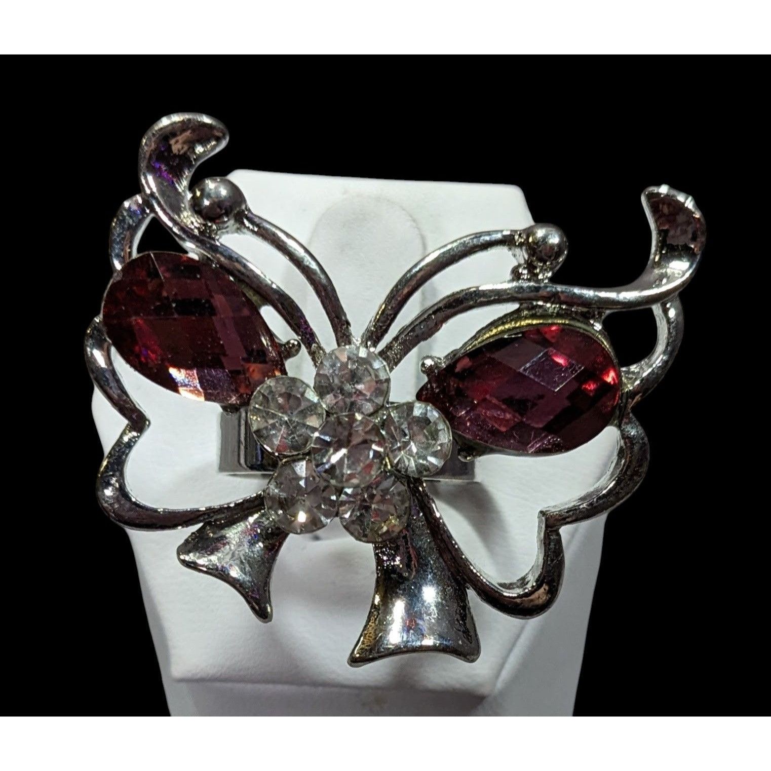 Other Fairycore Butterfly Pink And Silver Tone Gemmed Ring Size 6 Size ONE SIZE - 2 Thumbnail