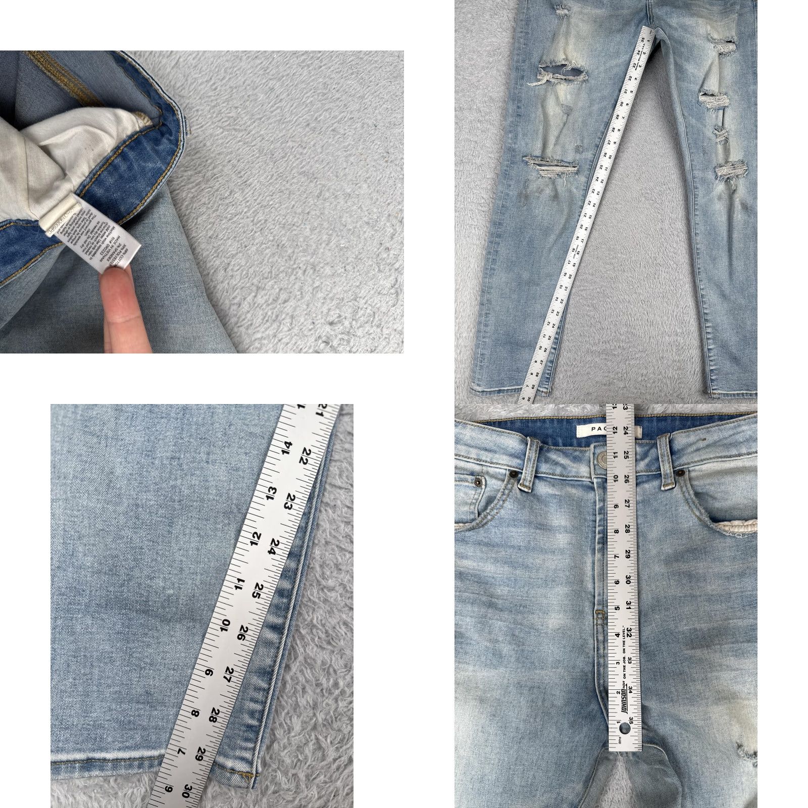 Pacsun PacSun Jeans Mens 32x32 Light Wash Blue Slim Taper Distressed Ripped Denim Faded Jeans City Grunge Men Size US 32 / EU 48 - 8 Thumbnail